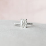 2.0 CT Radiant Hidden Halo & Pave Style Moissanite Engagement Ring 2