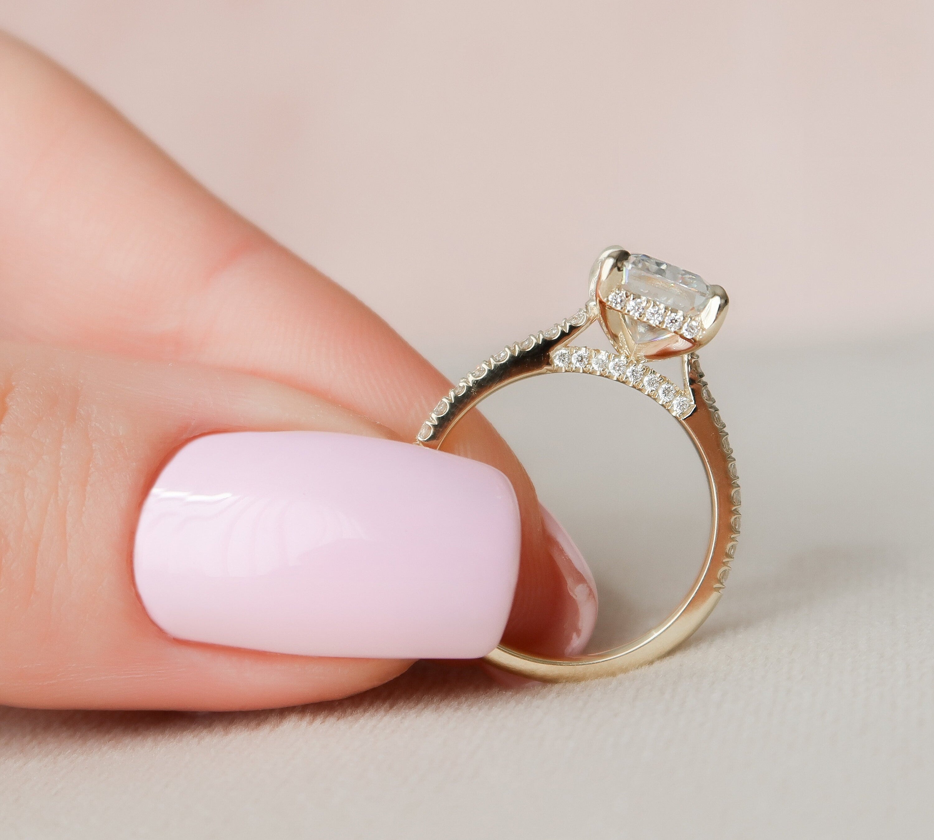 2.5 CT Radiant Hidden Halo & Pave Moissanite Engagement Ring 2