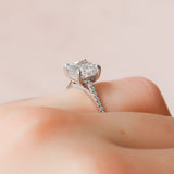 3.0 CT Cushion Hidden Halo & Pave Setting Moissanite Engagement Ring 2