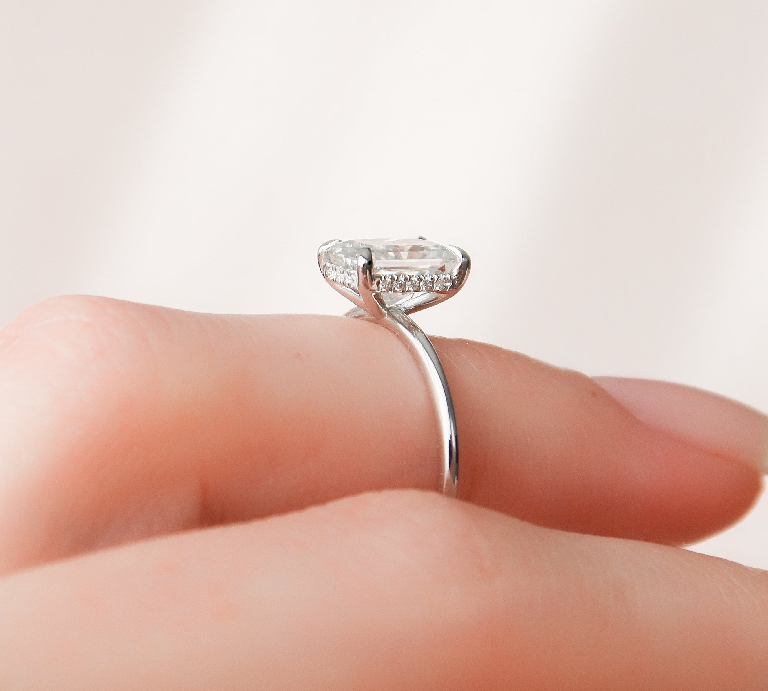 2.0 CT Radiant Solitaire & Hidden Halo Moissanite Engagement Ring 3