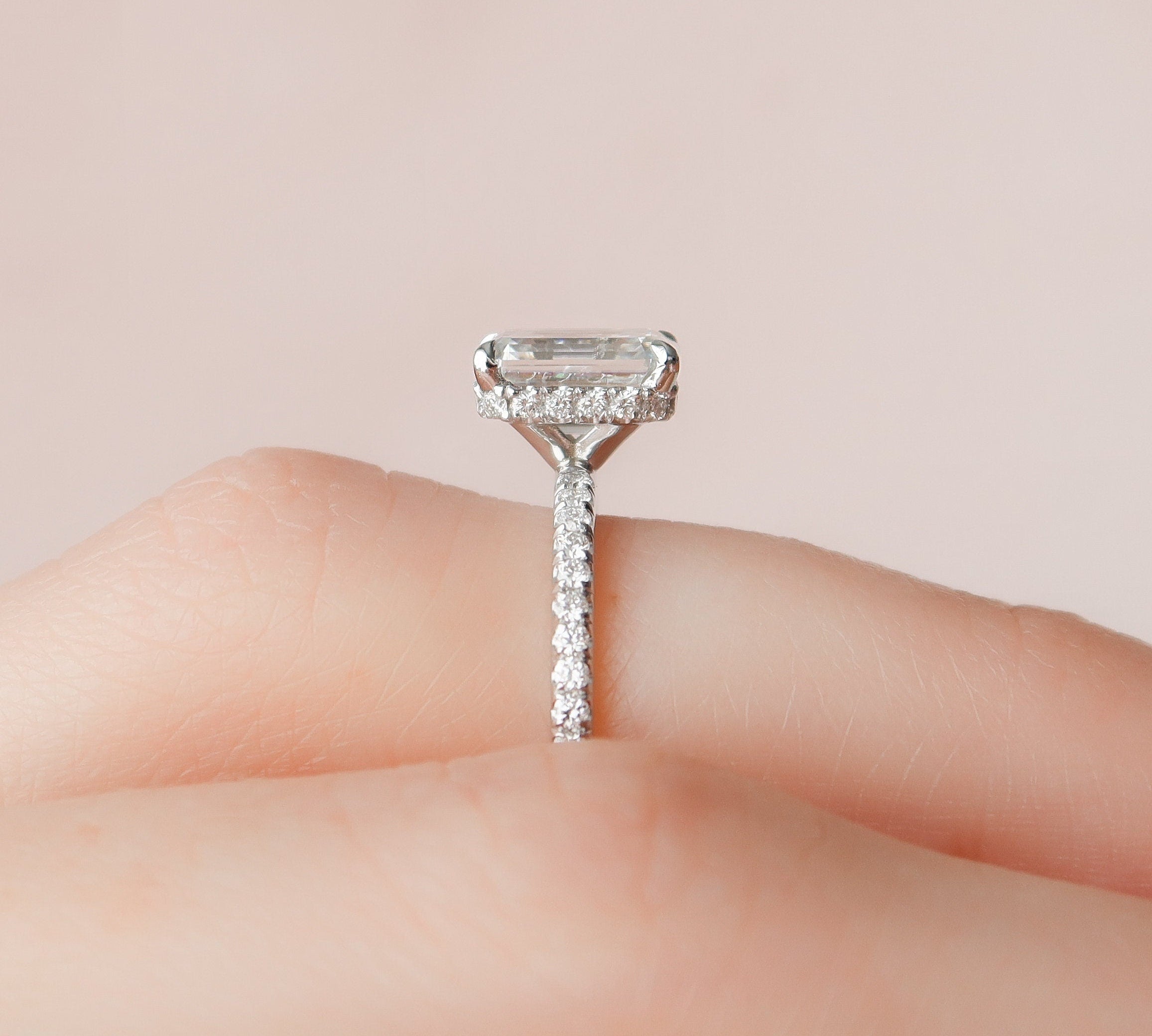 1.50 CT Emerald Pave Setting Moissanite Engagement Ring 2