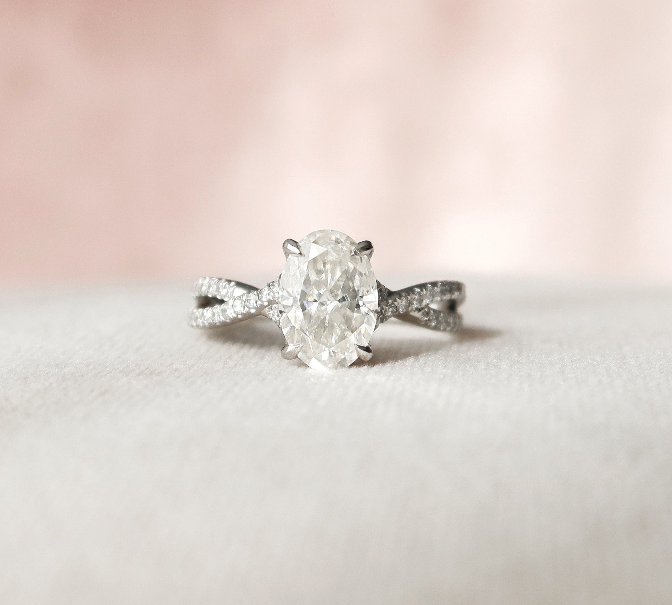 1.50 CT Oval Criss Cross Moissanite Engagement Ring 3