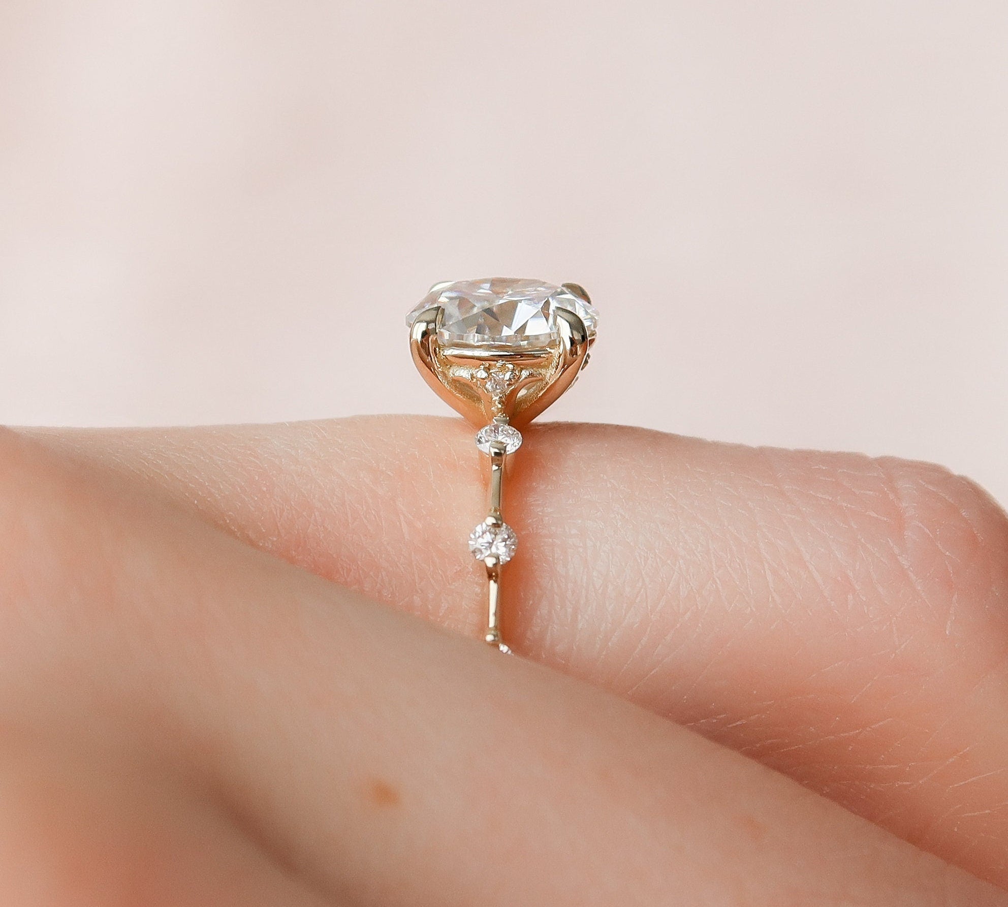 2.0 CT Round Dainty Pave Moissanite Engagement Ring 3