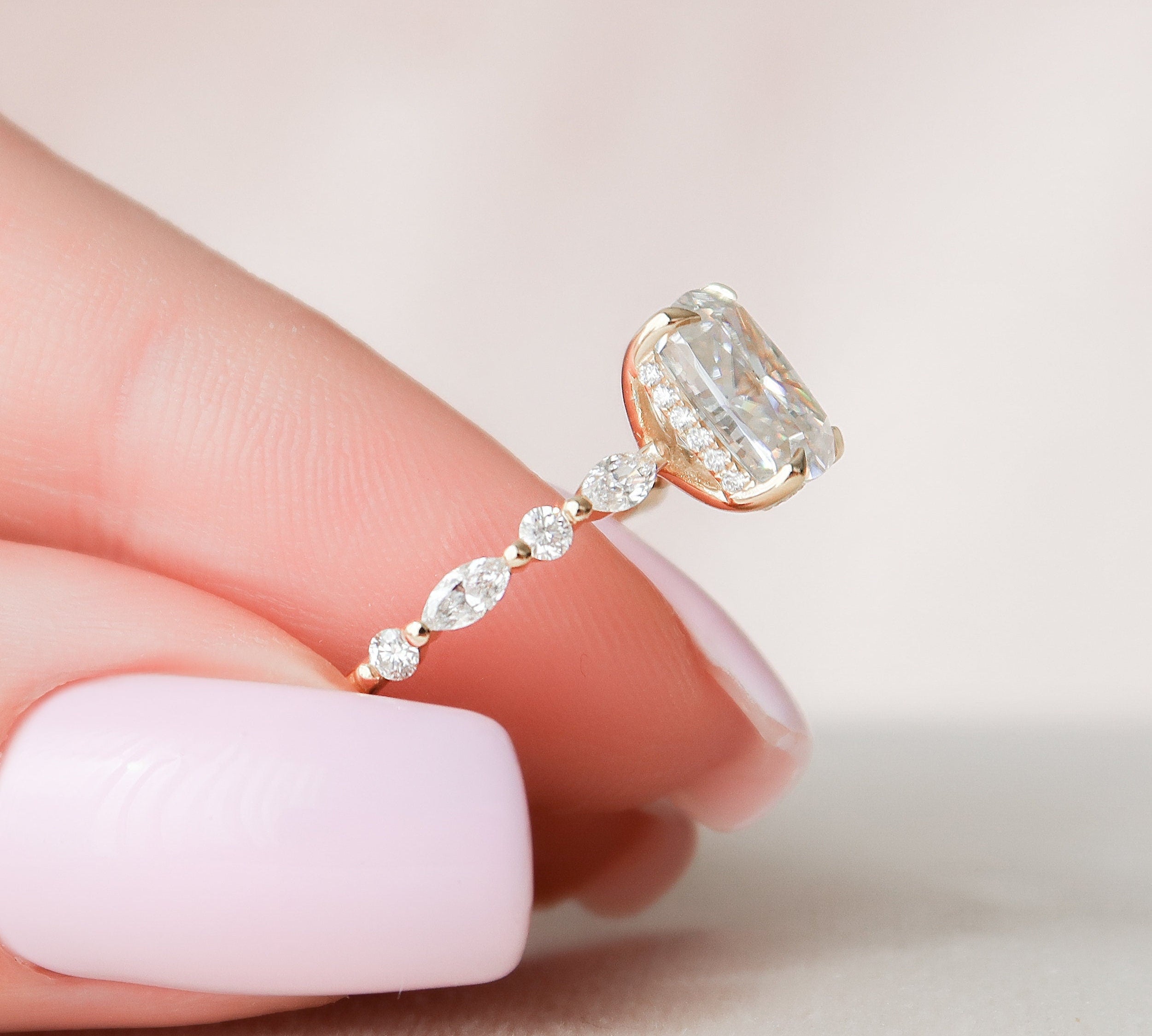 2.50 CT Cushion Cut Pave Setting Moissanite Engagement Ring 2