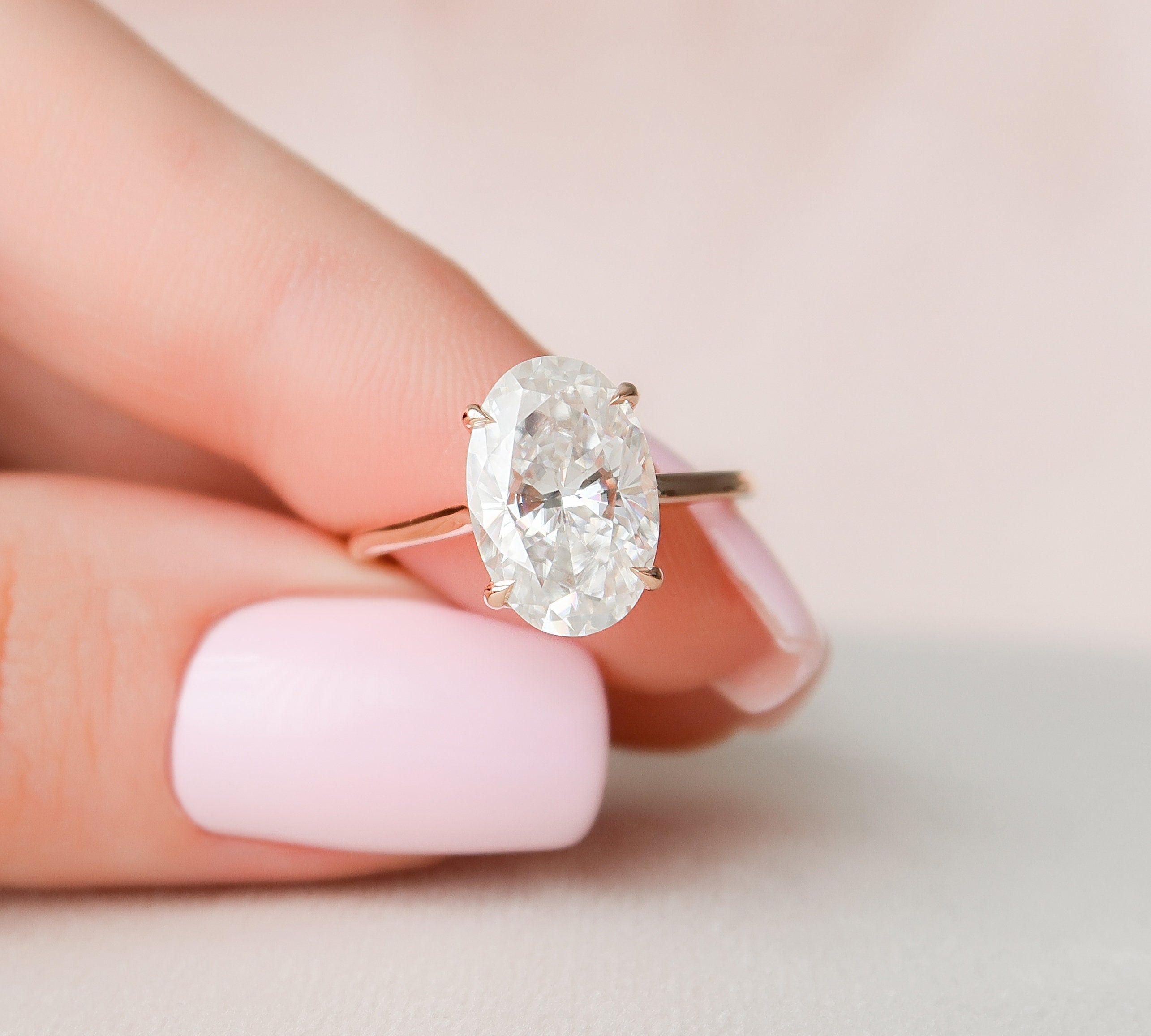 3.5 CT Oval Cut Solitaire Style Moissanite Engagement Ring 1