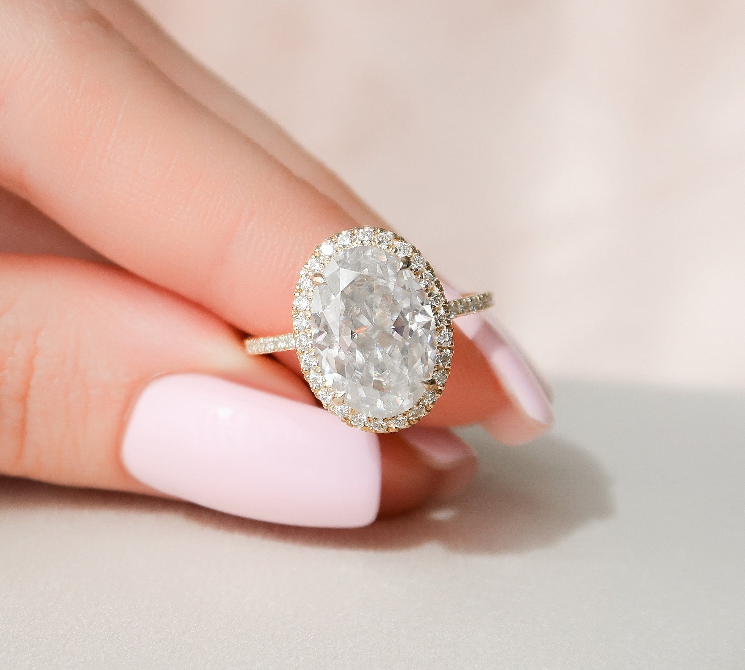 4.5 CT Oval Cut Halo Style Moissanite Engagement Ring 3