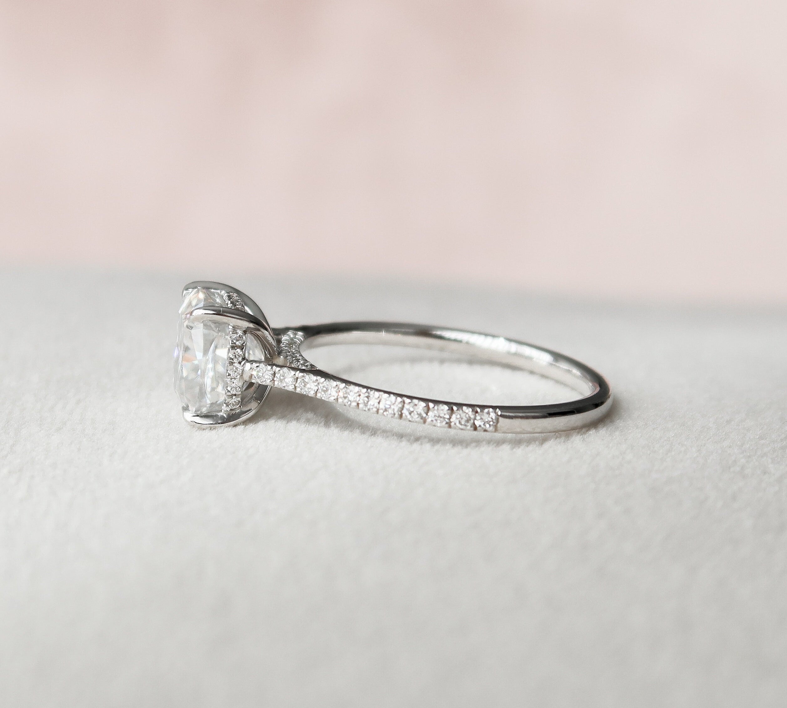 3.0 CT Cushion Hidden Halo & Pave Setting Moissanite Engagement Ring 3