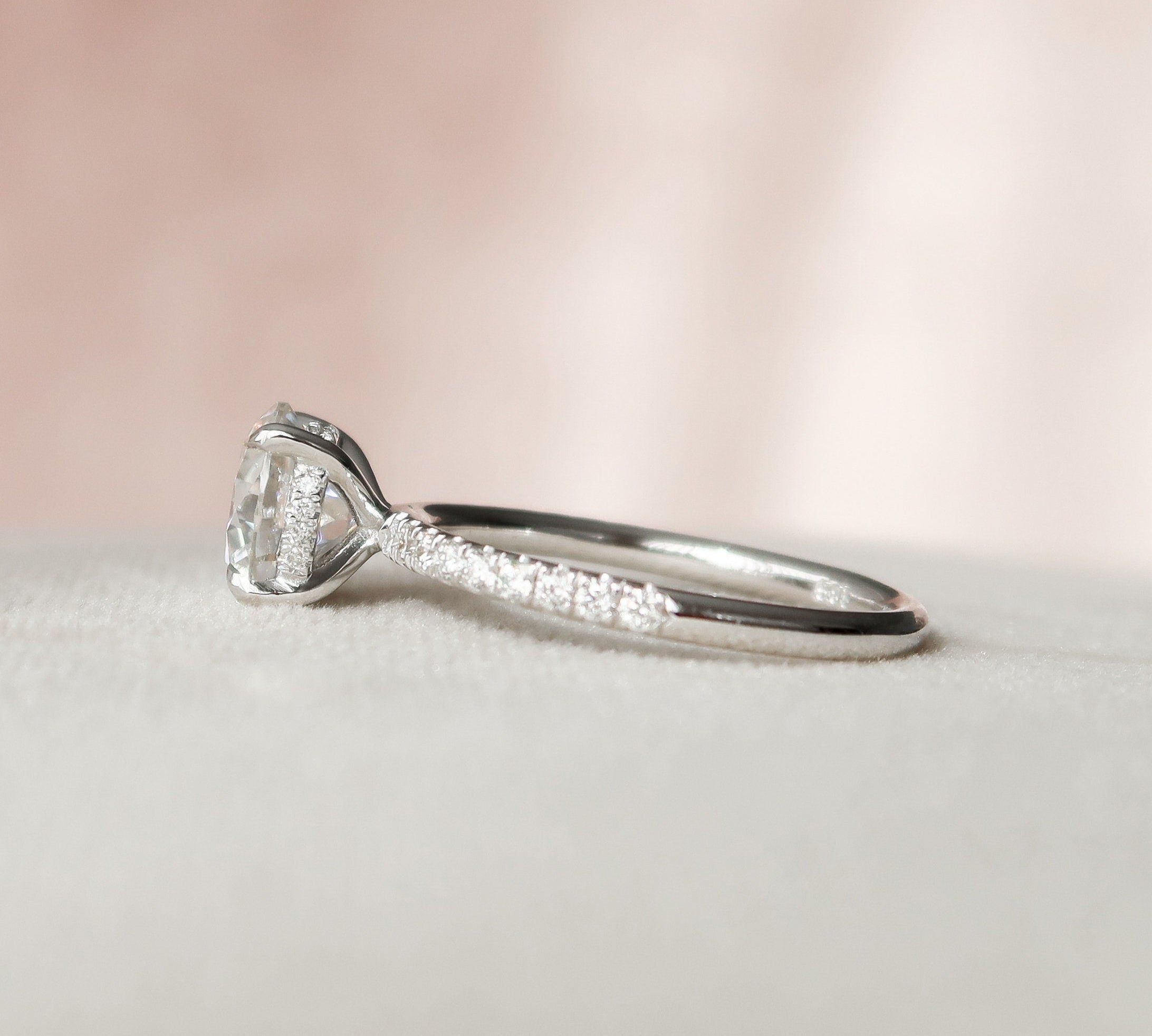 2.0 CT Round Hidden Halo Pave Moissanite Engagement Ring 2