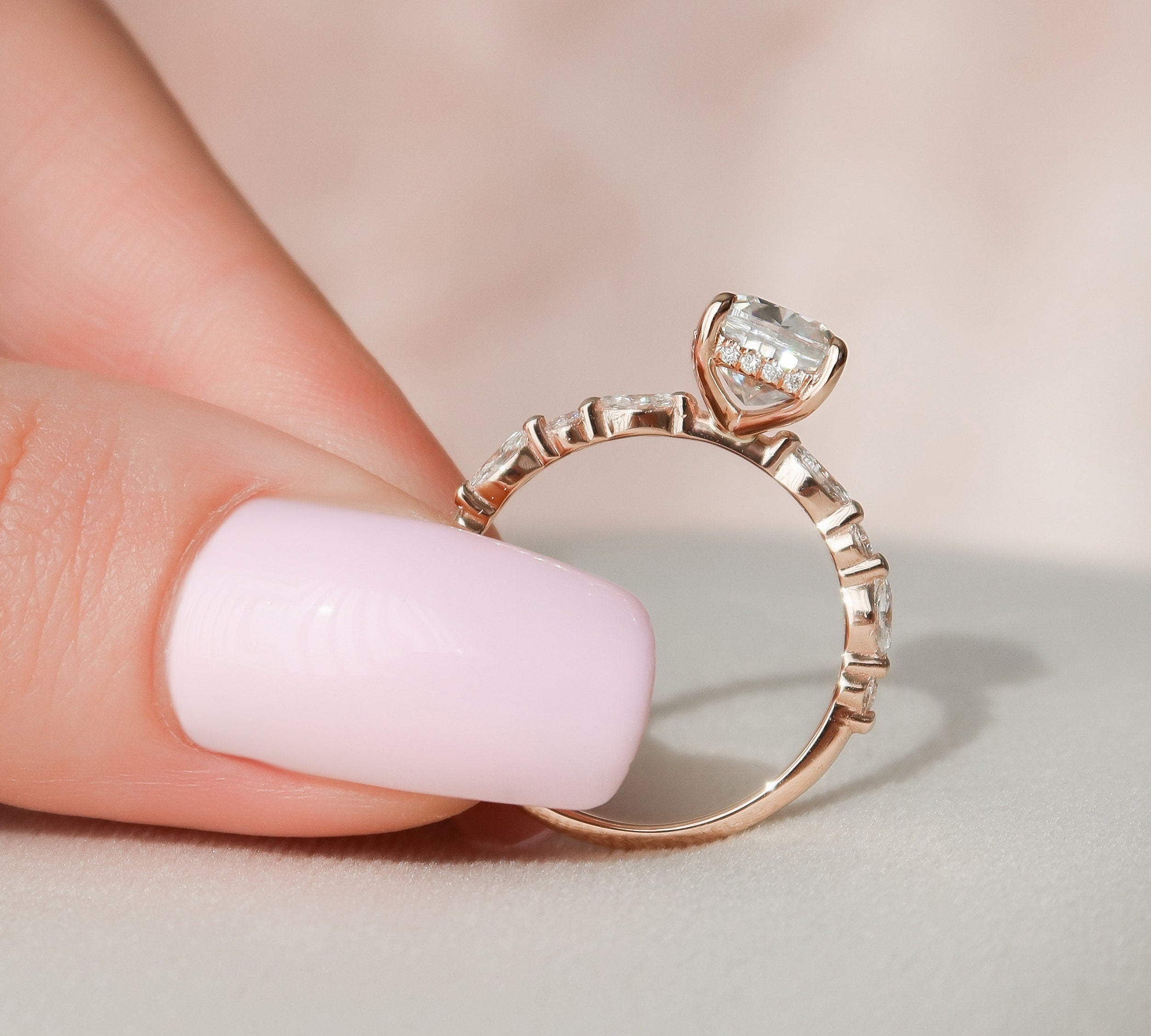 2.50 CT Cushion Cut Pave Setting Moissanite Engagement Ring 3