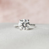 3.50 CT Round Hidden Halo & Pave Setting Moissanite Engagement Ring 8