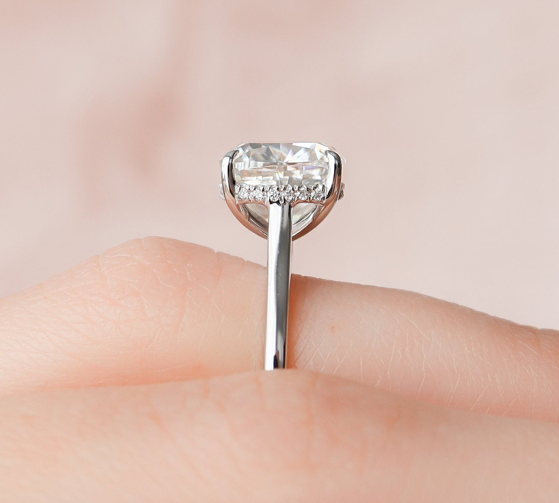 4.0 CT Cushion Cut Solitaire Style Moissanite Engagement Ring 2