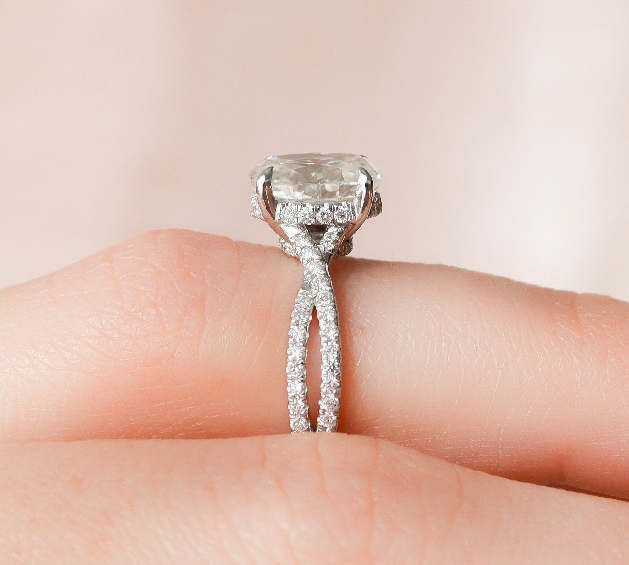 1.50 CT Oval Criss Cross Moissanite Engagement Ring 2