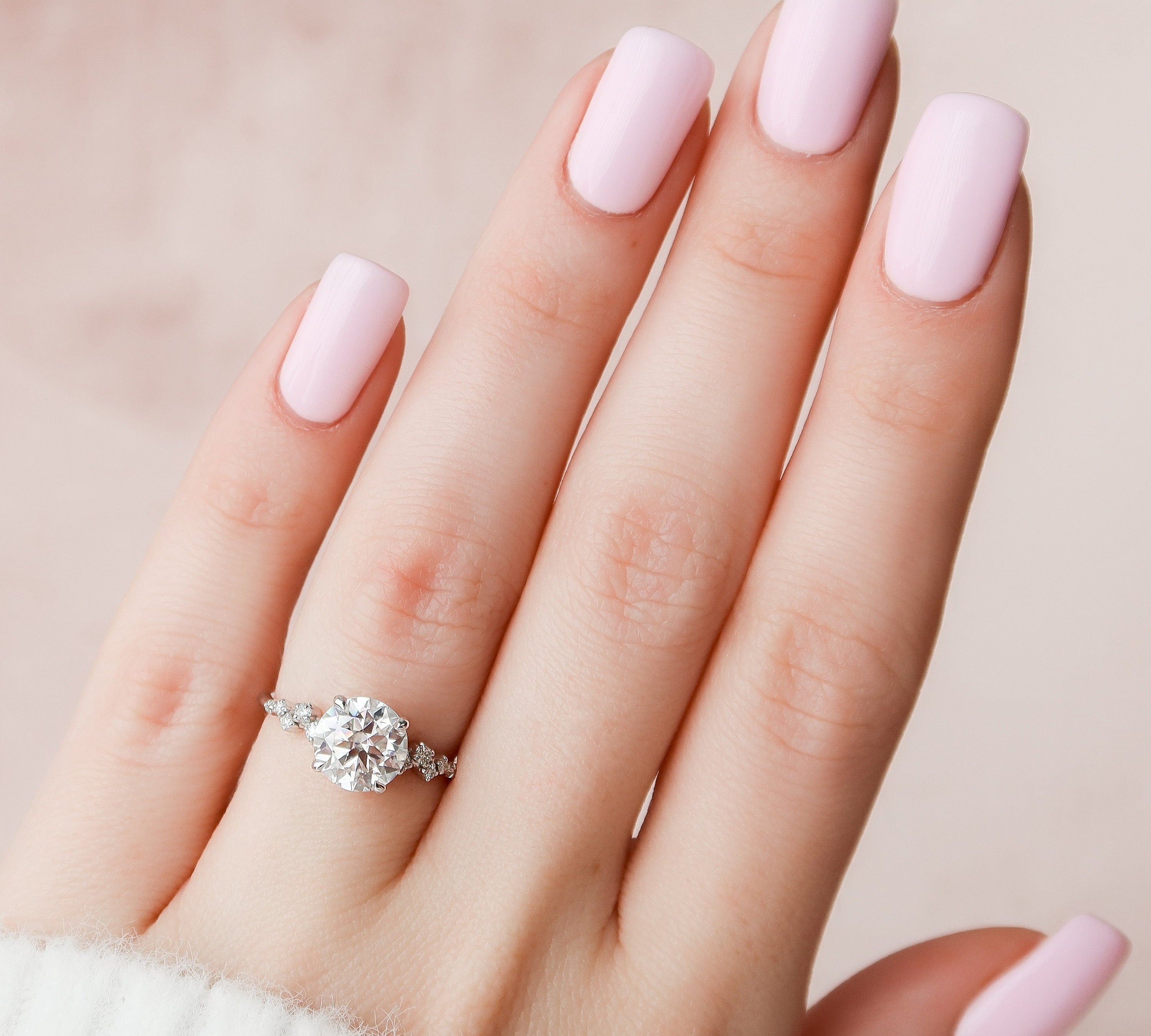 2.0 CT Round Cluster Style Moissanite Engagement Ring 2