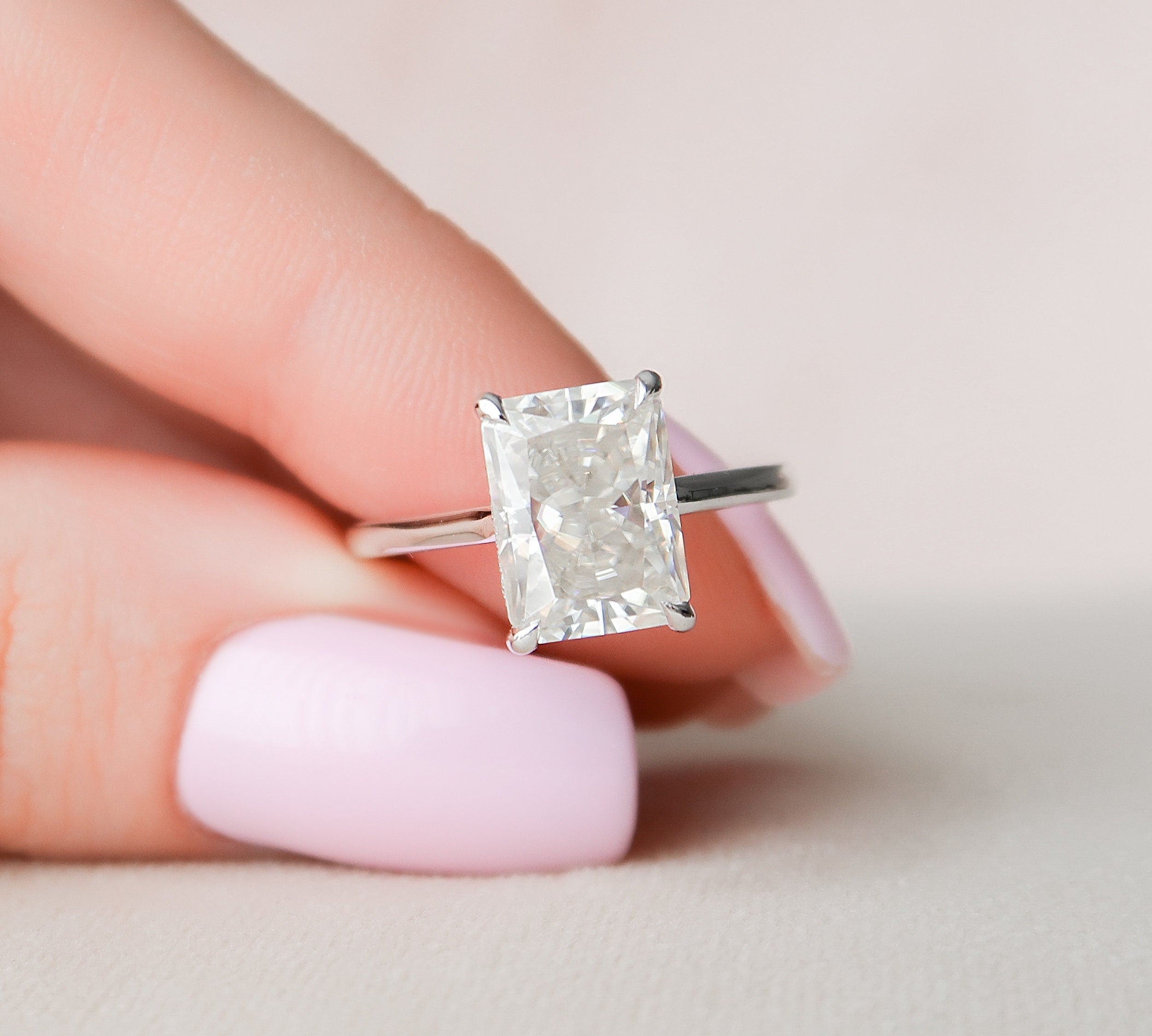 4.0 CT Radiant Solitaire Style Moissanite Engagement Ring 2