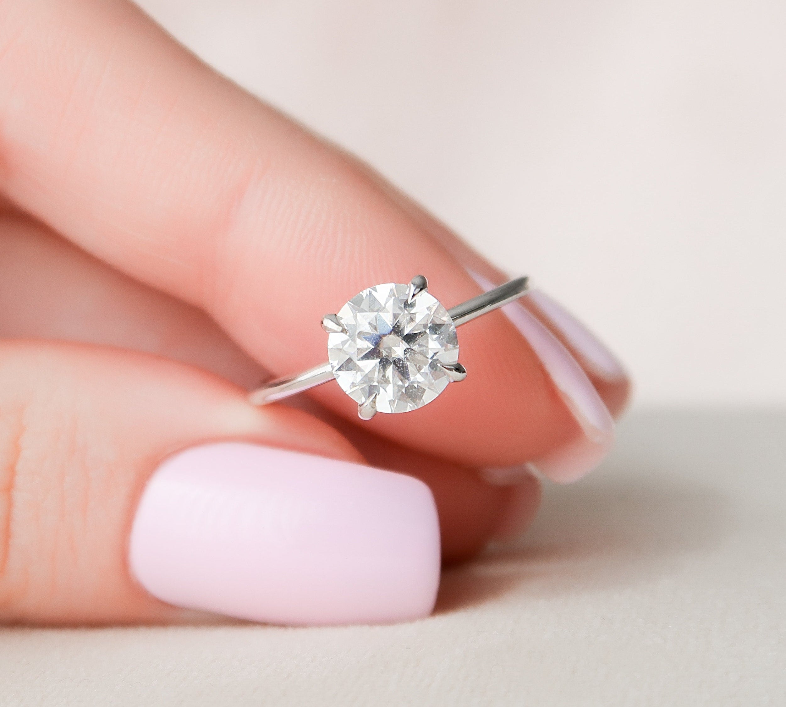 2.0 CT Round Cut Solitaire Style Moissanite Engagement Ring 1