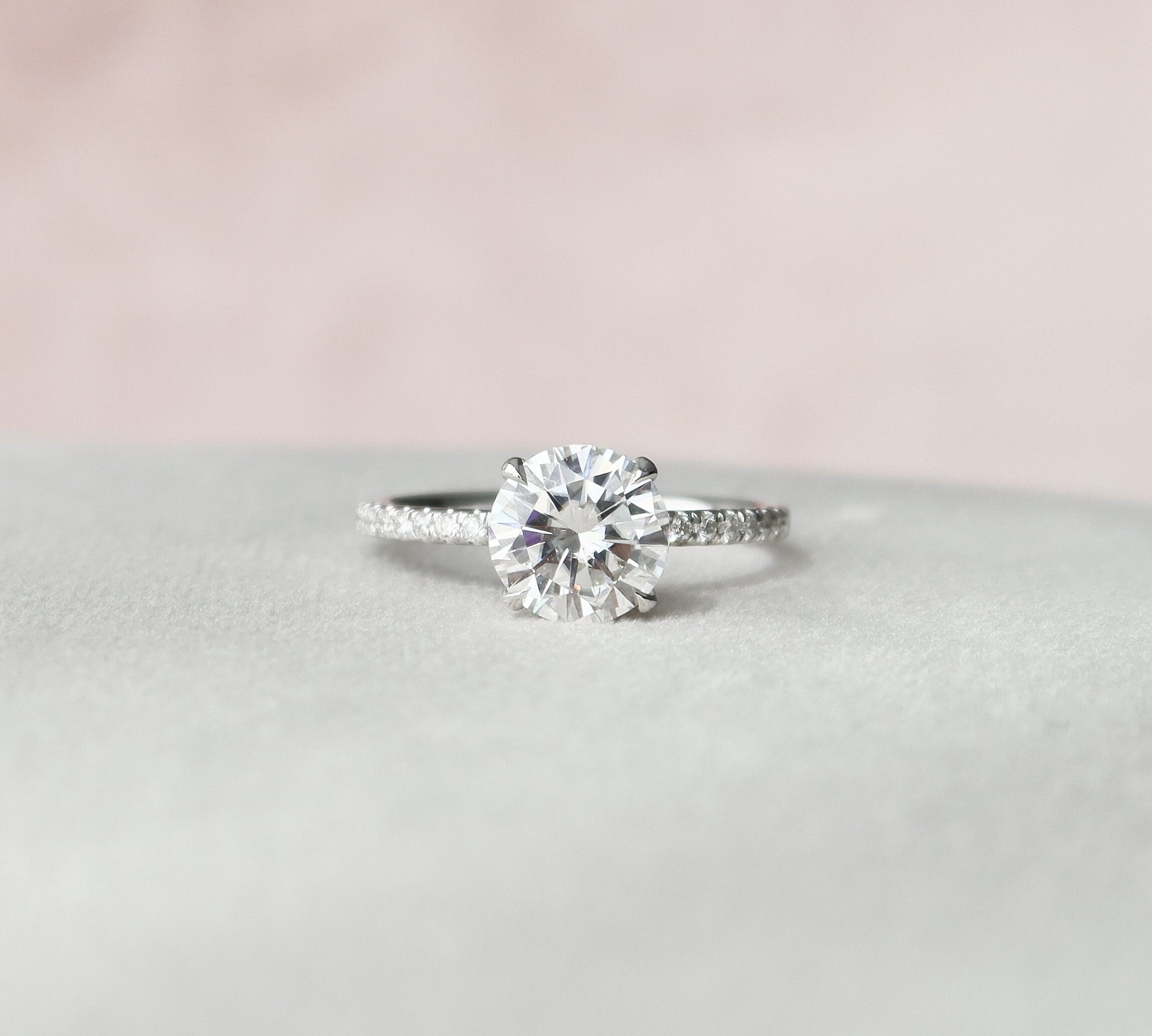 2.0 CT Round Cut Pave Setting Moissanite Engagement Ring 3