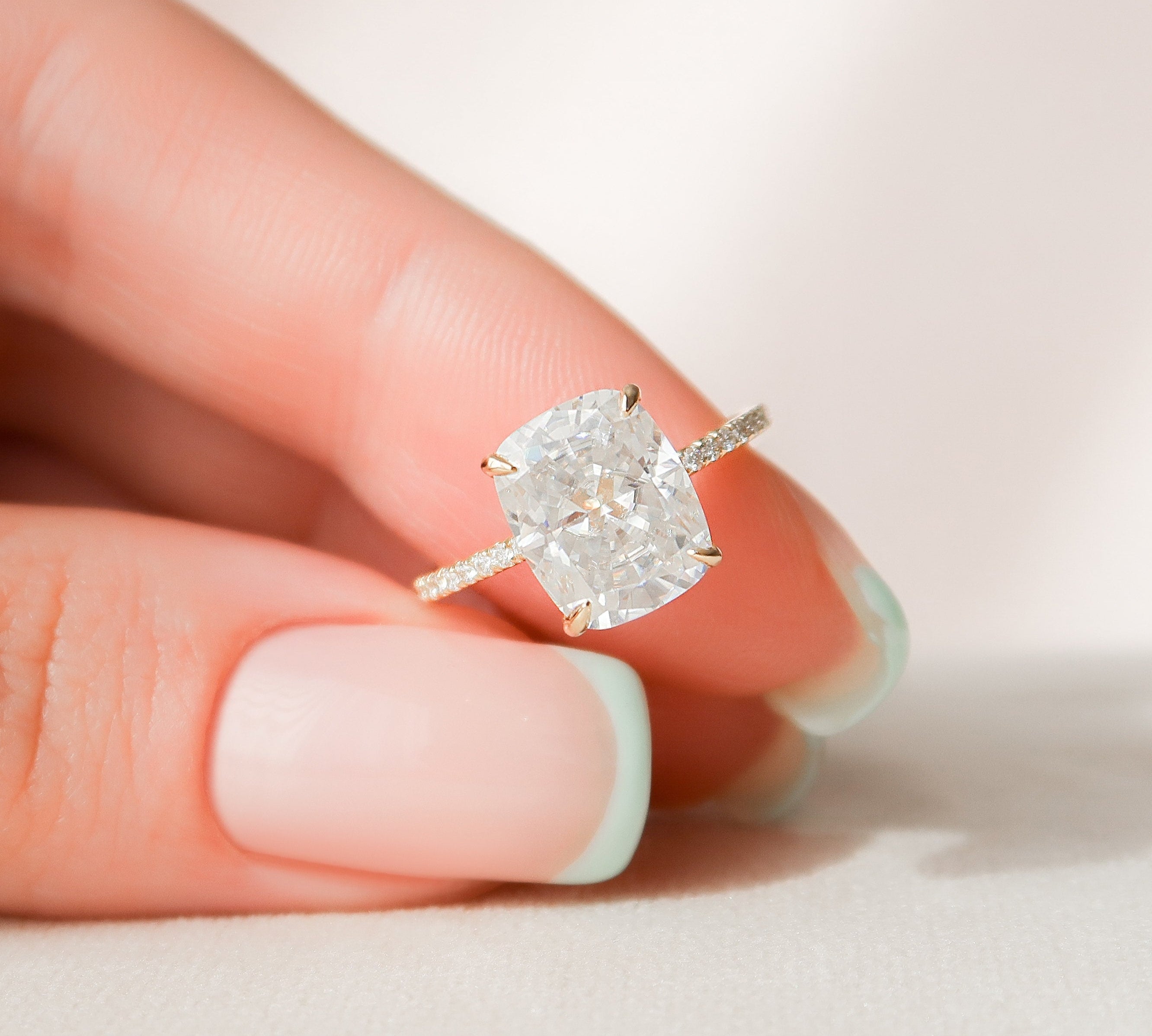 4.50 CT Cushion Pave & Hidden Halo Style Moissanite Engagement Ring 3