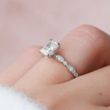 1.0 CT Radiant Milgrain Vintage Style Moissanite Engagement Ring 4