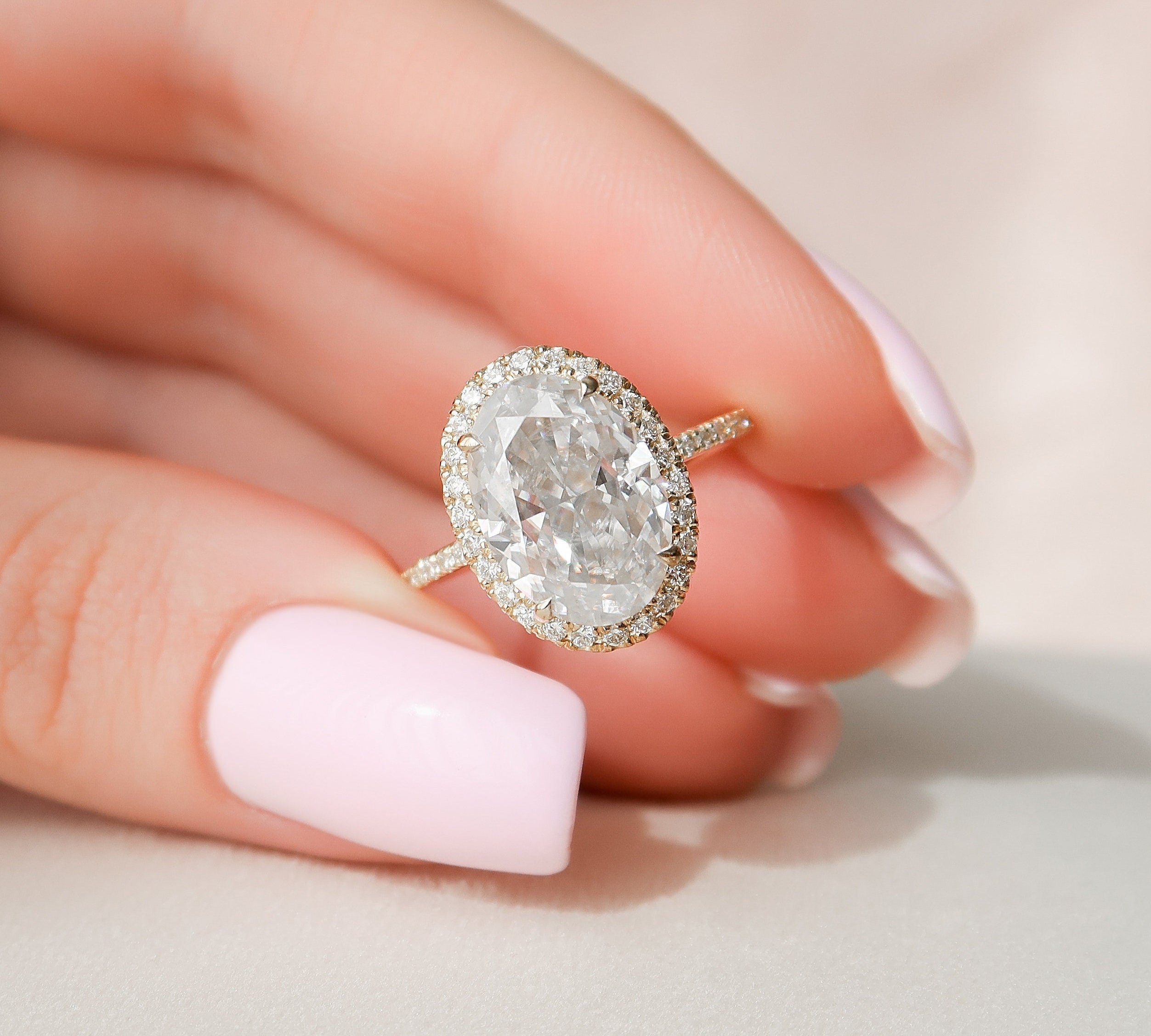 4.5 CT Oval Cut Halo Style Moissanite Engagement Ring 1