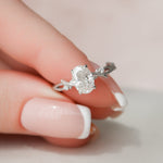 1.0 CT Oval Cut Solitaire & Twig Pave Moissanite Engagement Ring 5
