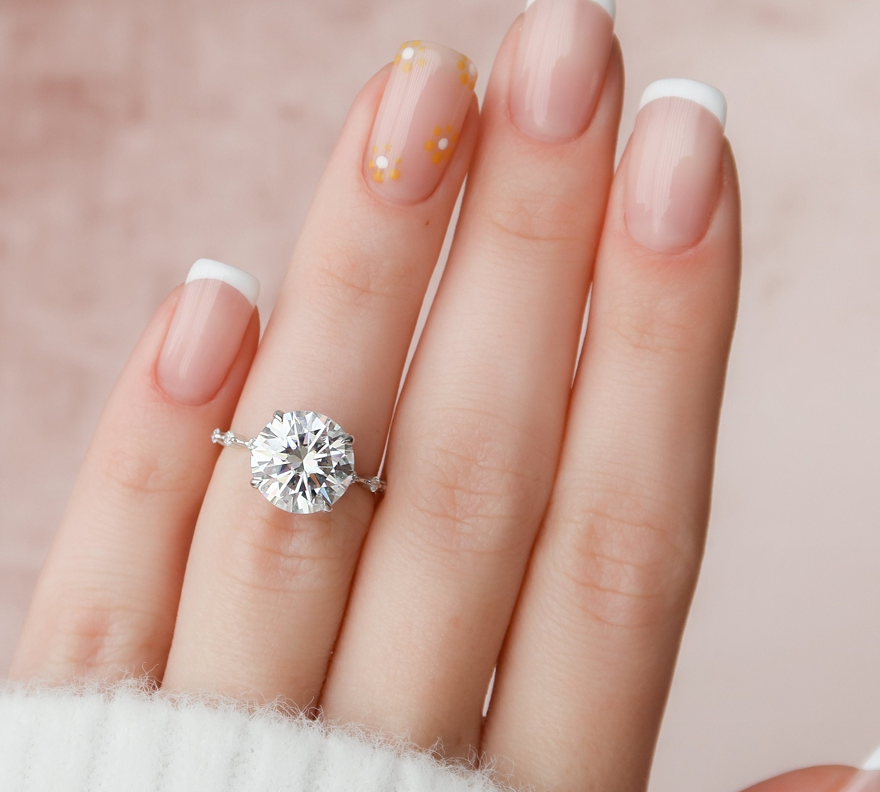 4.0 CT Round Cut Dainty Pave Setting Moissanite Engagement Ring 3