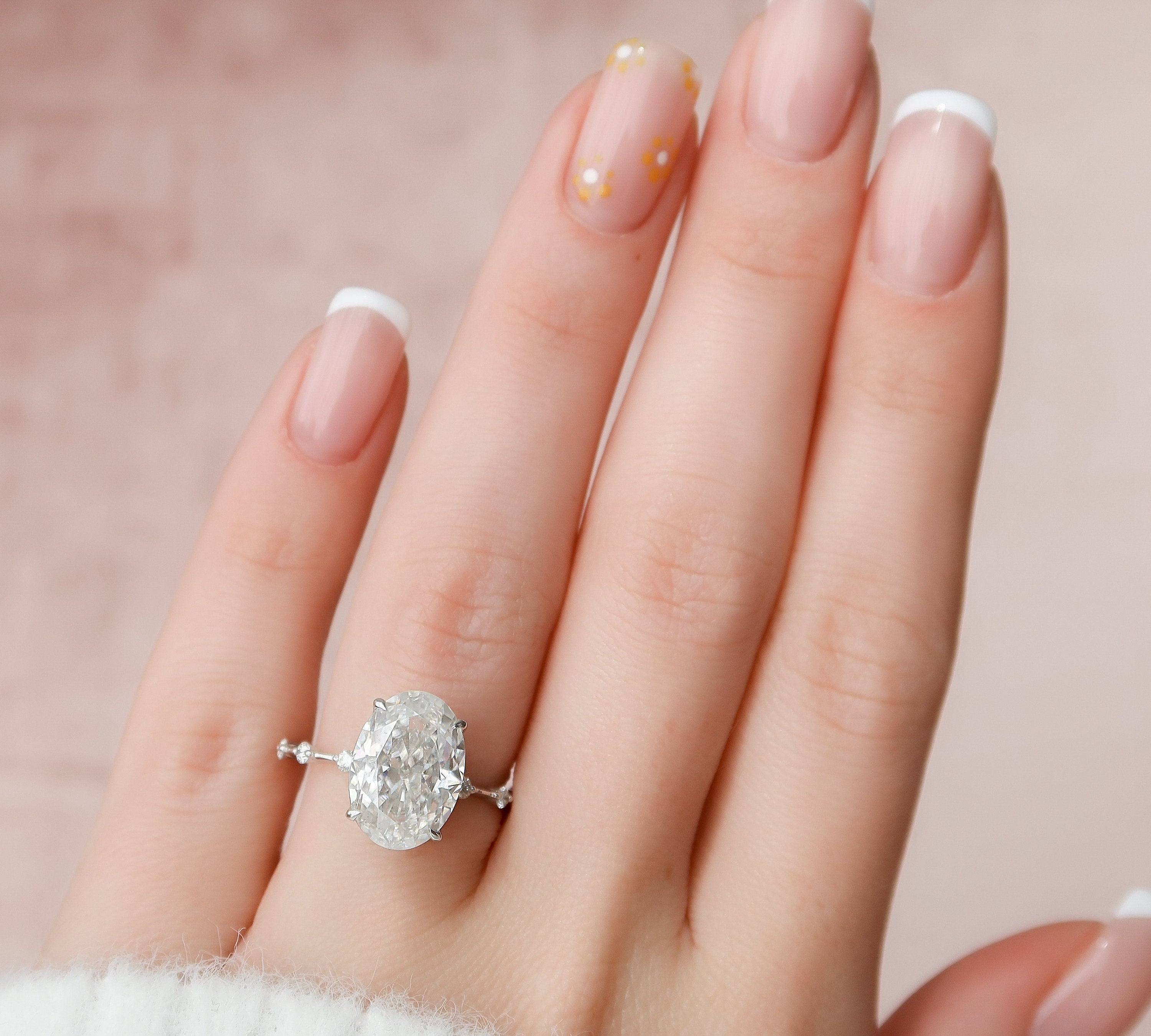 5.0 CT Oval Dainty Style Pave Moissanite Engagement Ring 2