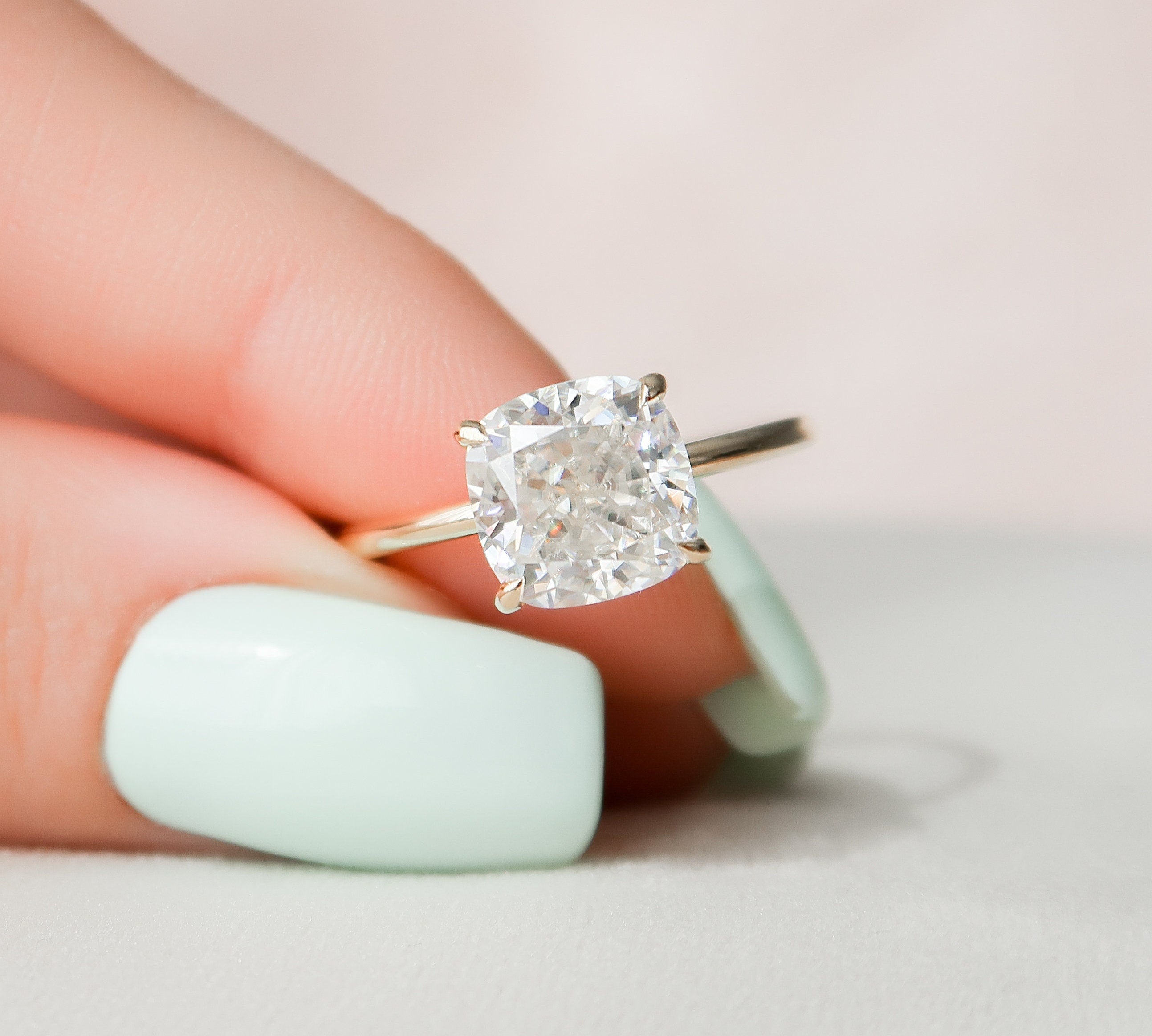 3.50 CT Cushion Solitaire Style Moissanite Engagement Ring 1