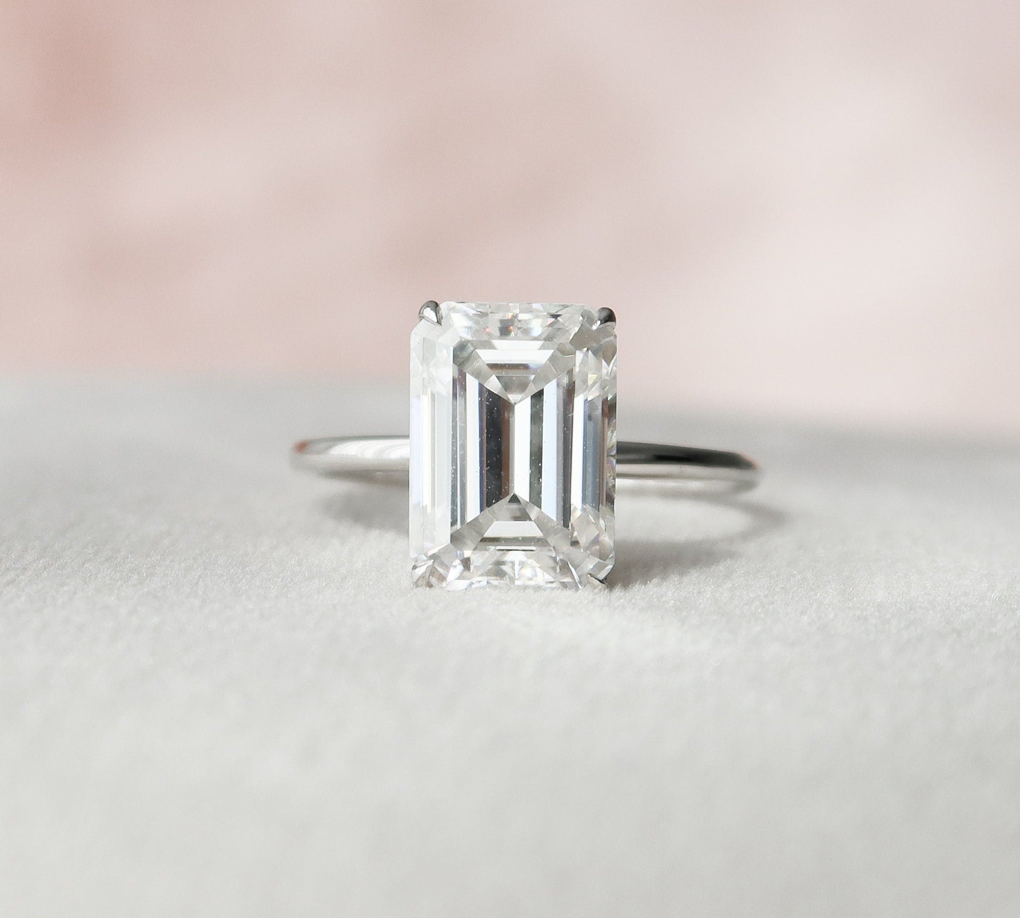 4.5 CT Emerald Solitaire Style Moissanite Engagement Ring 2