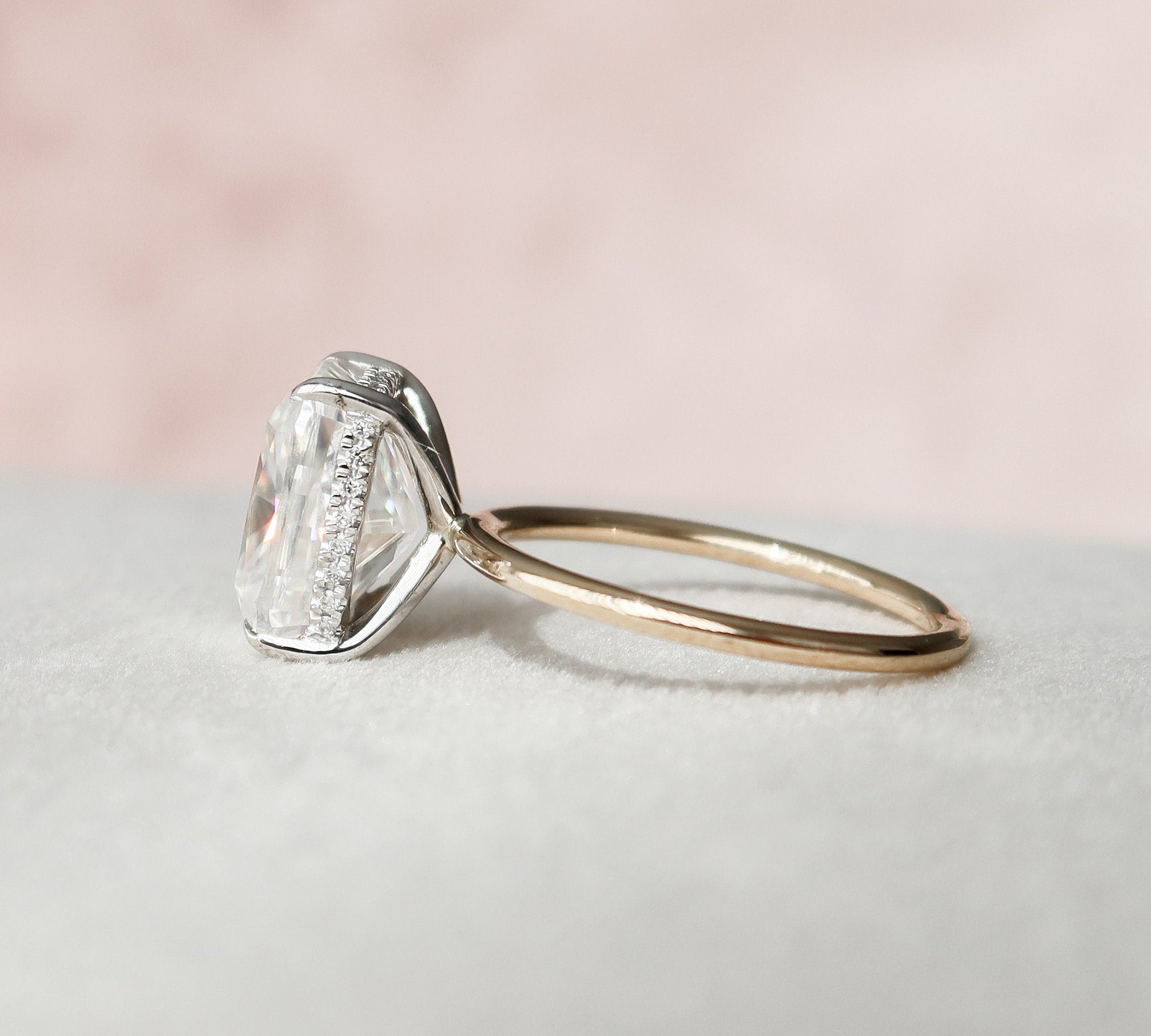 4.0 CT Cushion Cut Solitaire Style Moissanite Engagement Ring 3