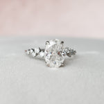 2.0 CT Oval Cut Cluster Style Pave Moissanite Engagement Ring 9