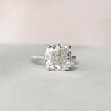 4.5 CT Cushion Hidden Halo & Pave Moissanite Engagement Ring 9