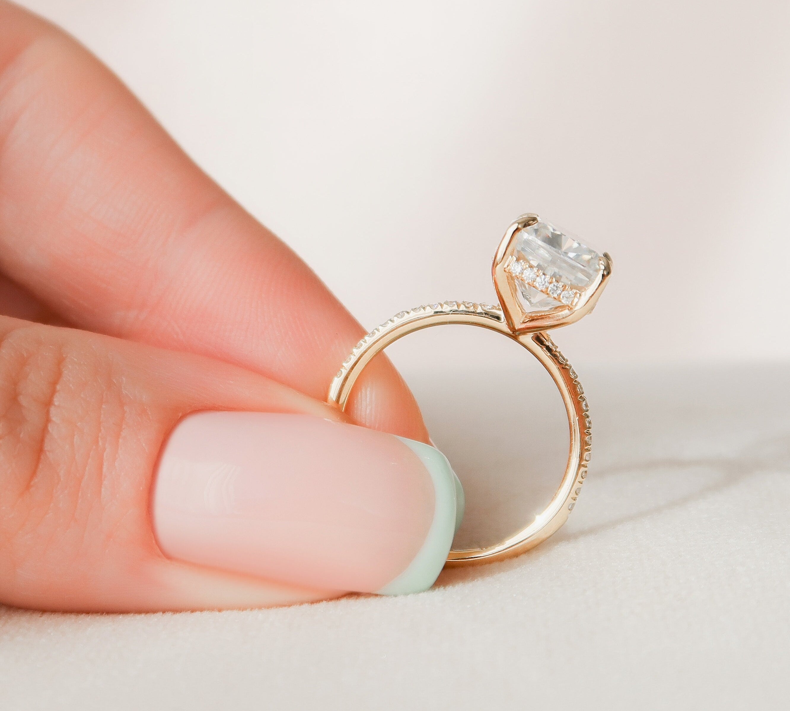 4.50 CT Cushion Pave & Hidden Halo Style Moissanite Engagement Ring 2