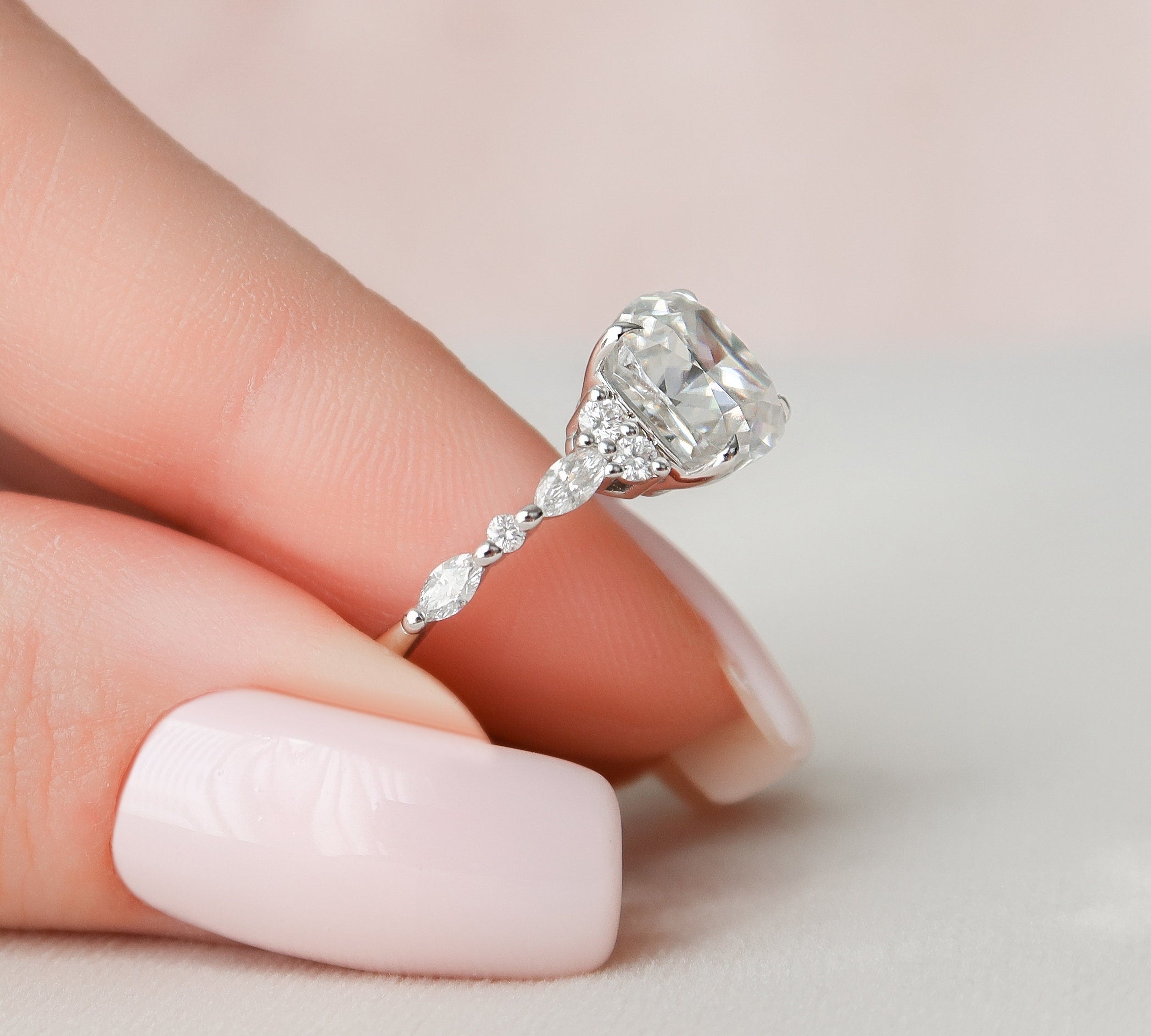 3.5 CT Round Cut Cluster Style Moissanite Engagement Ring 3