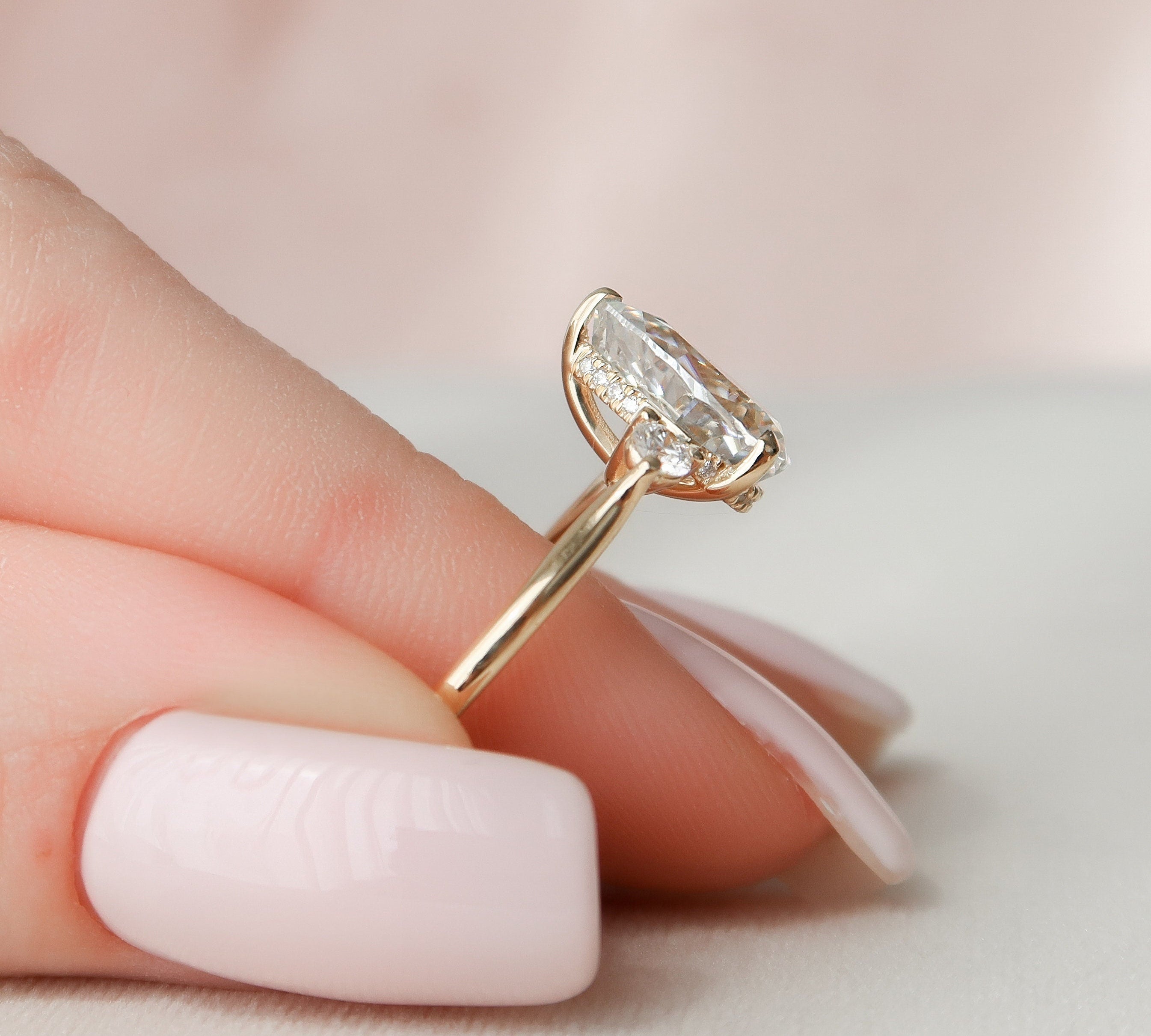 2.0 CT Pear Three Stone Moissanite Engagement Ring 3