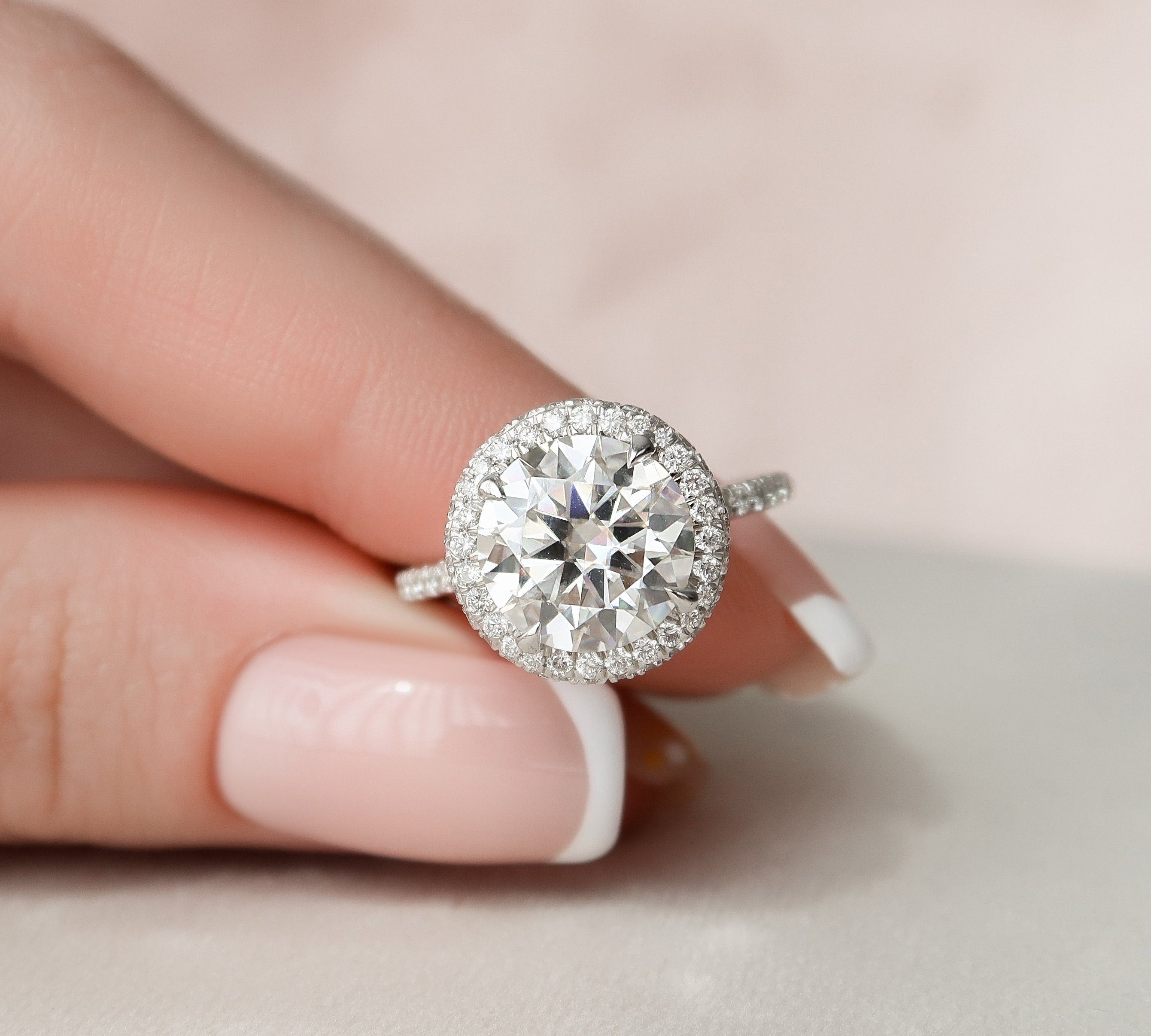 3.5 CT Round Halo Style Moissanite Engagement Ring 2