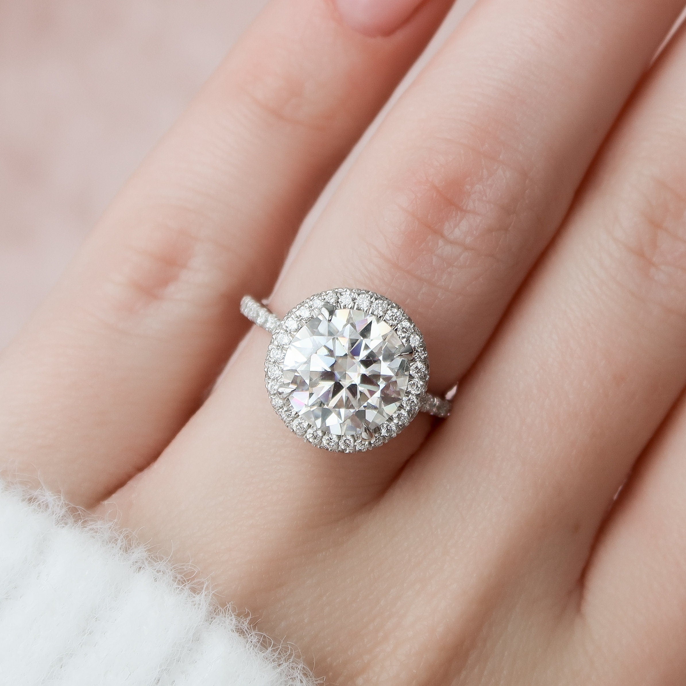 3.5 CT Round Halo Style Moissanite Engagement Ring 4