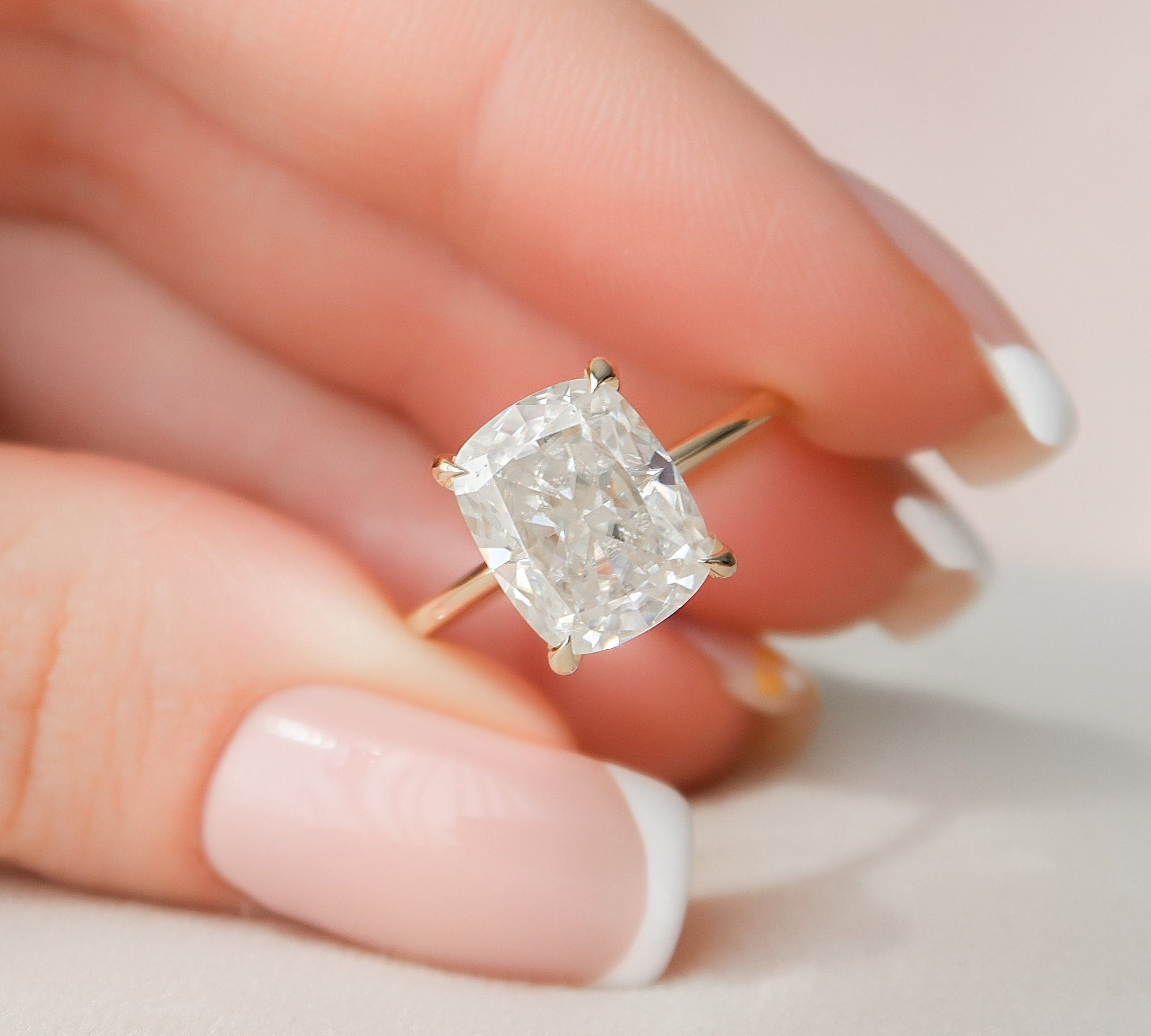 4.5 CT Cushion Cut Solitaire Style Moissanite Engagement Ring 1