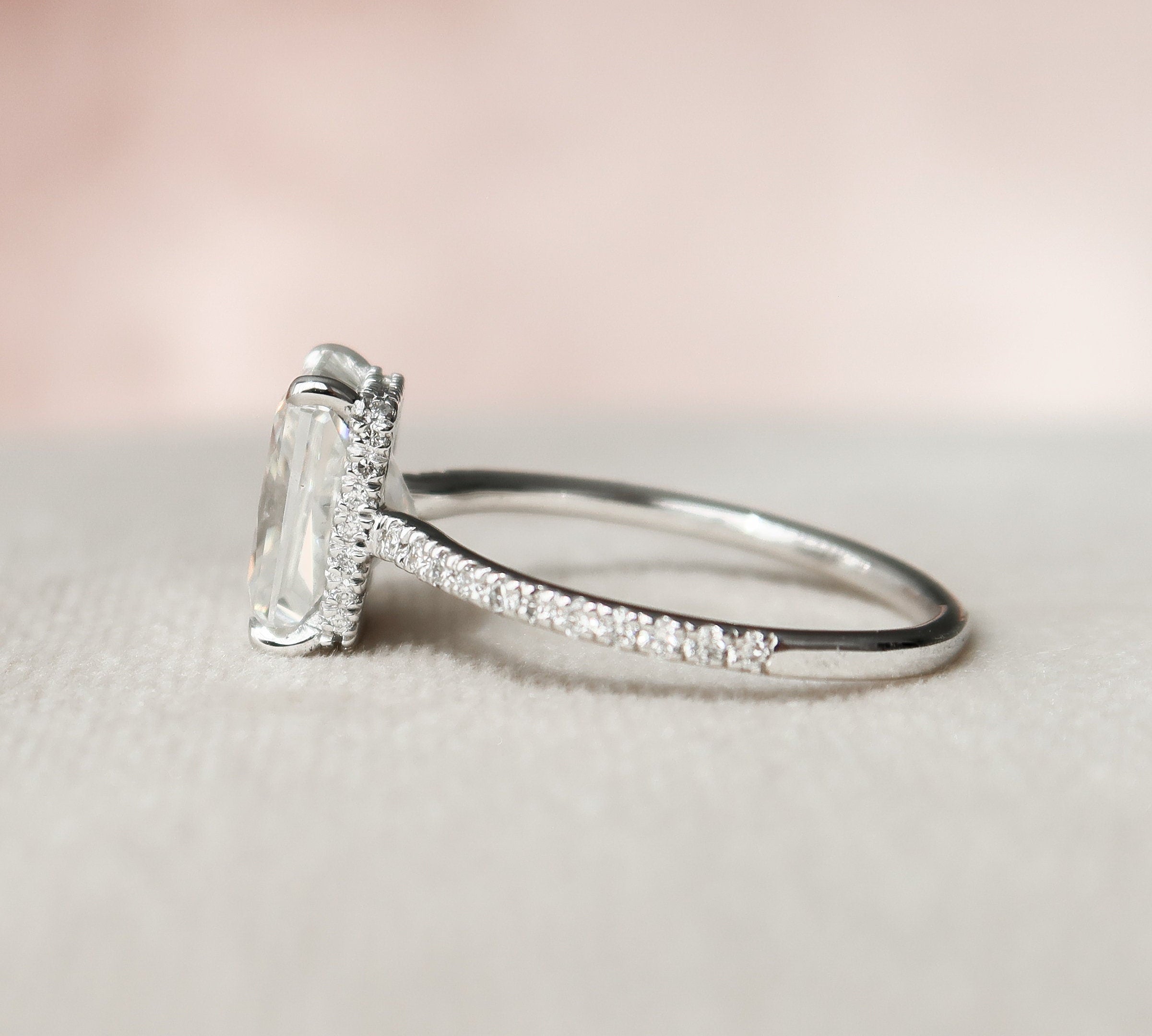 2.5 CT Radiant Pave & Hidden Halo Setting Moissanite Engagement Ring 2