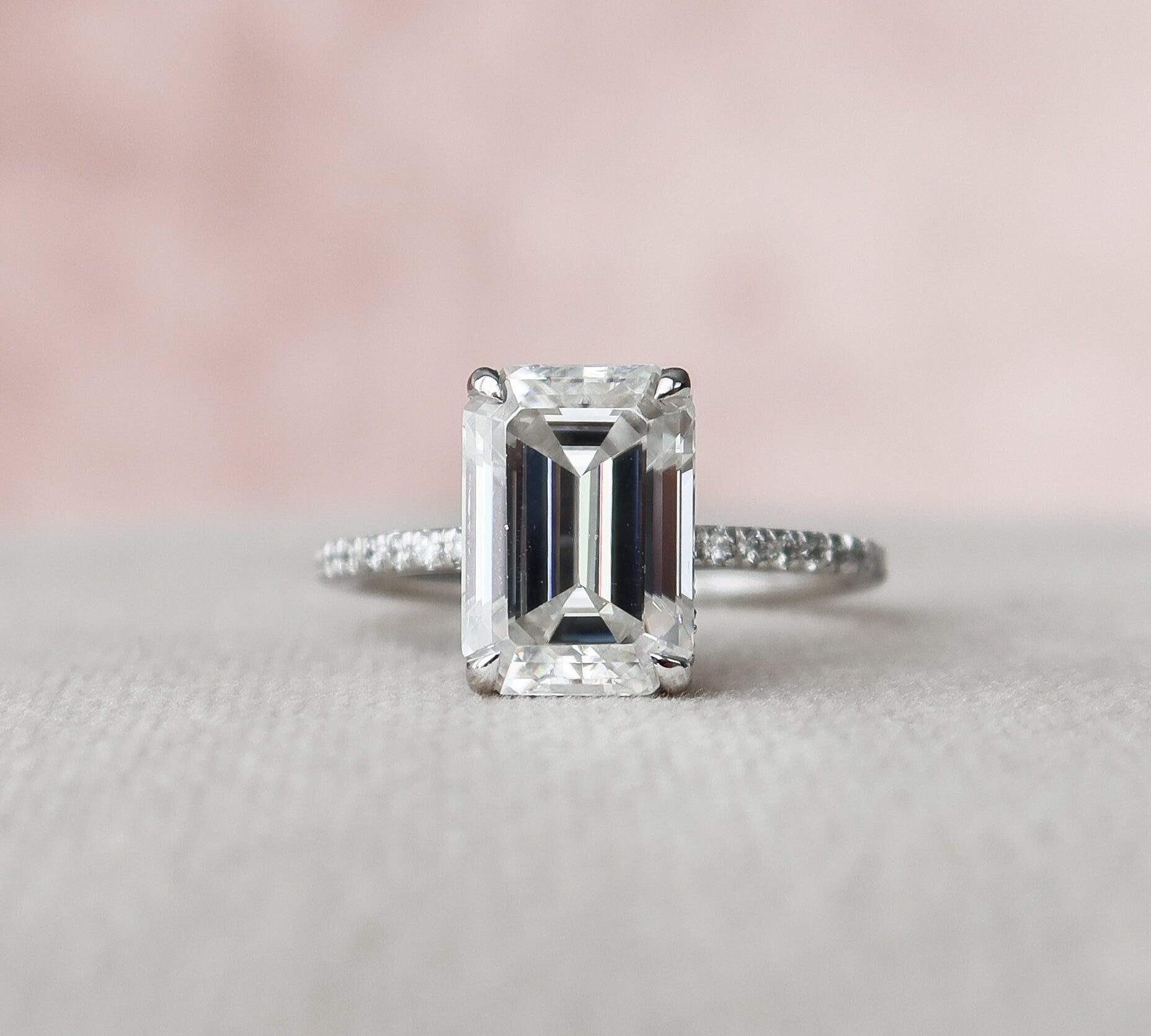 3.0 CT Oval Hidden Halo & Pave Moissanite Engagement Ring 2