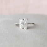 3.5 CT Radiant Solitaire & Pave Moissanite Engagement Ring 7