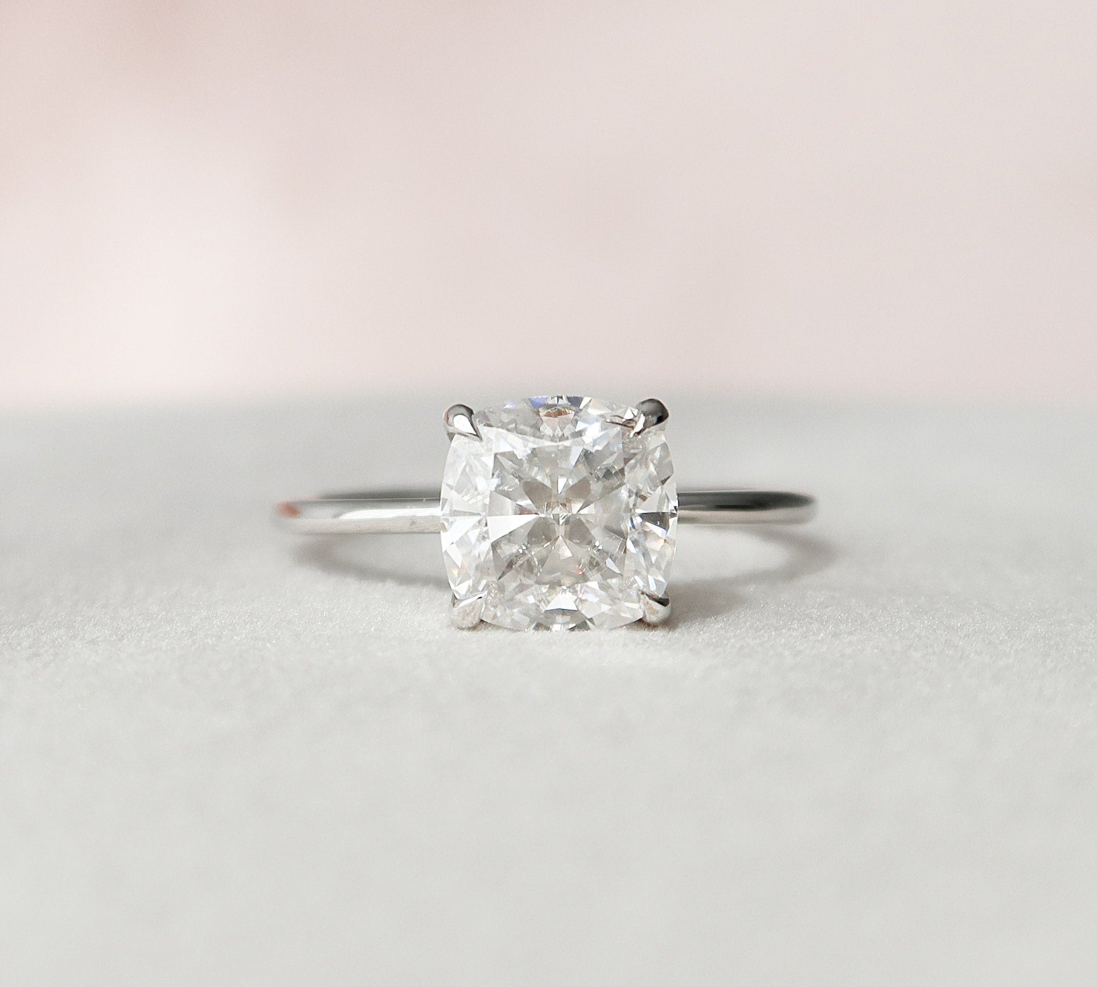 3.0 CT Cushion Hidden Halo Moissanite Engagement Ring 3