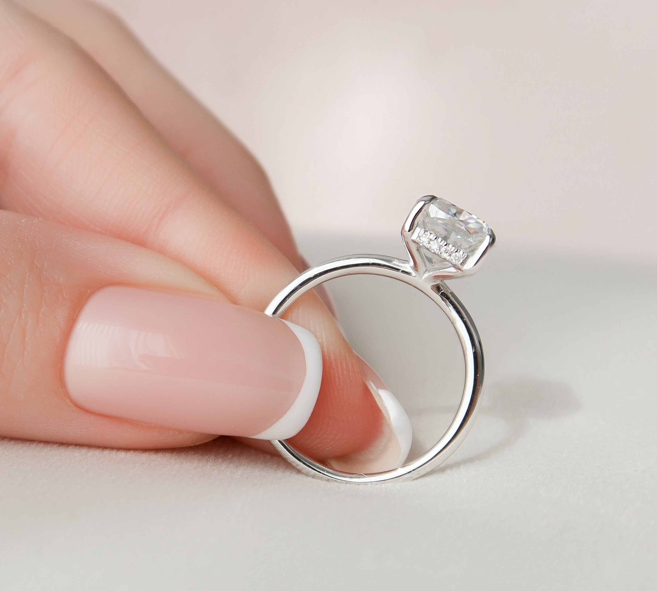 3.0 CT Cushion Hidden Halo Moissanite Engagement Ring 2