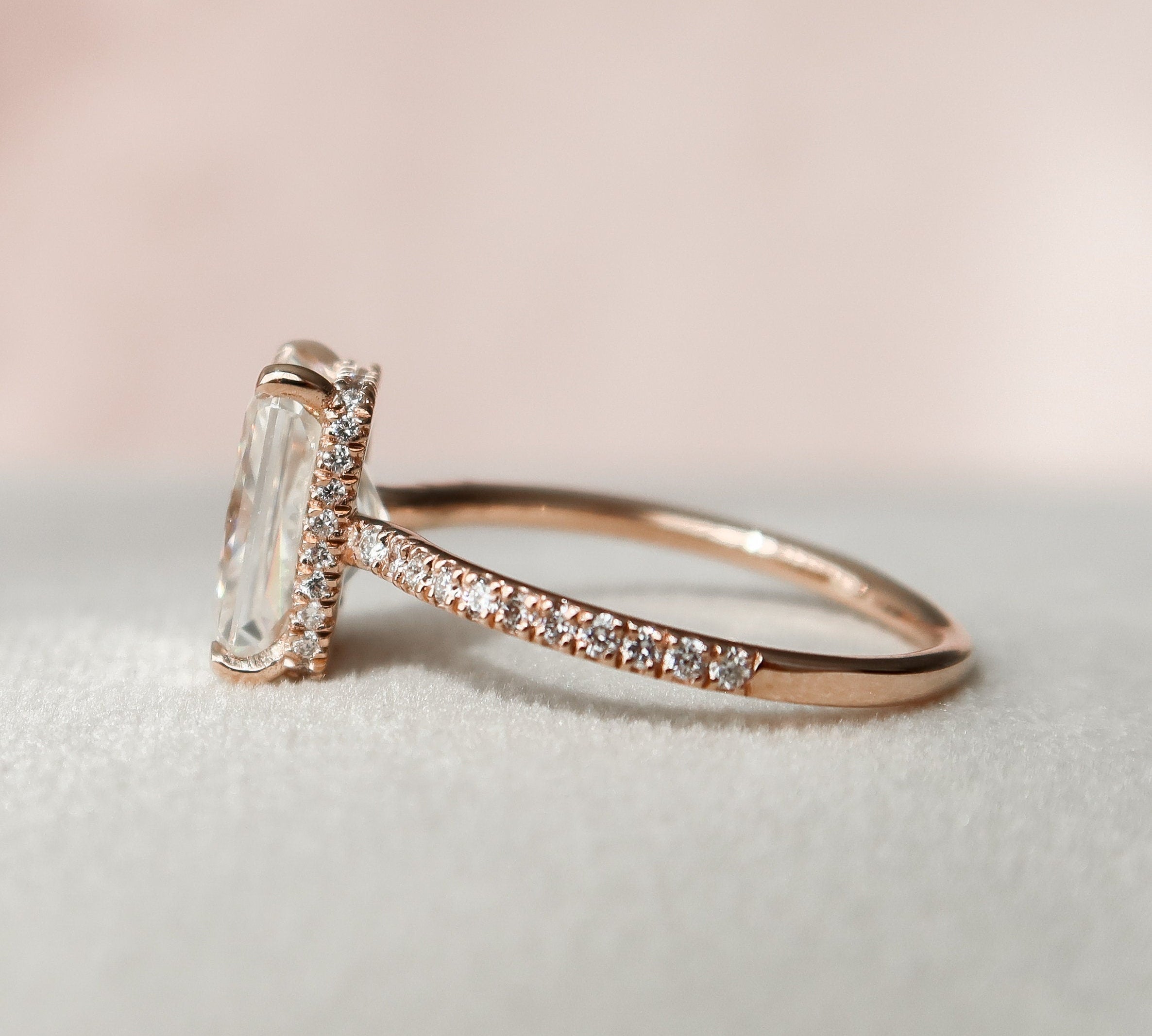 3.0 CT Radiant Pave & Hidden Halo Moissanite Engagement Ring 2