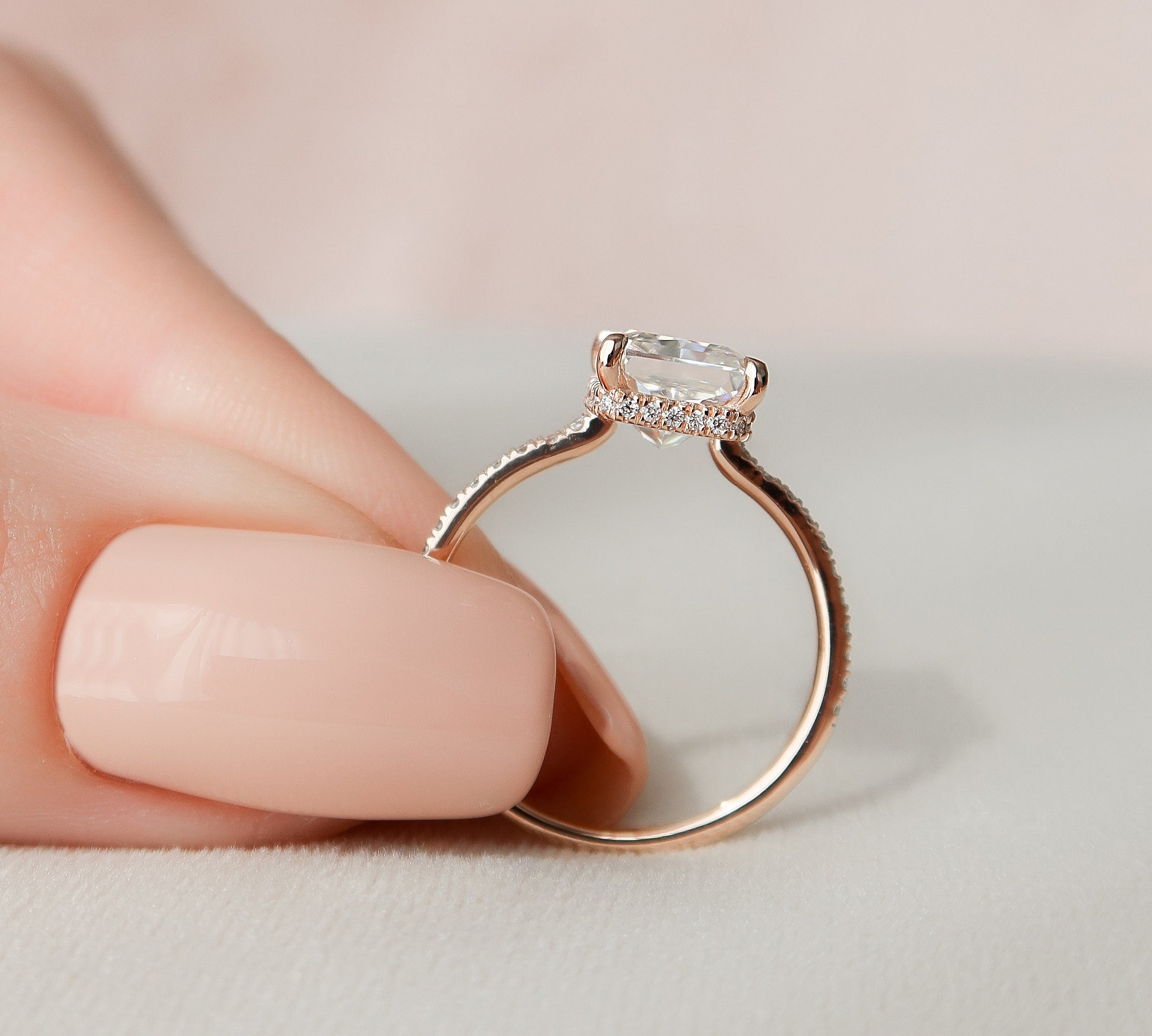 3.0 CT Radiant Pave & Hidden Halo Moissanite Engagement Ring 3