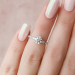 1.0 CT Round Hidden Halo & Pave Setting Moissanite Engagement Ring 2