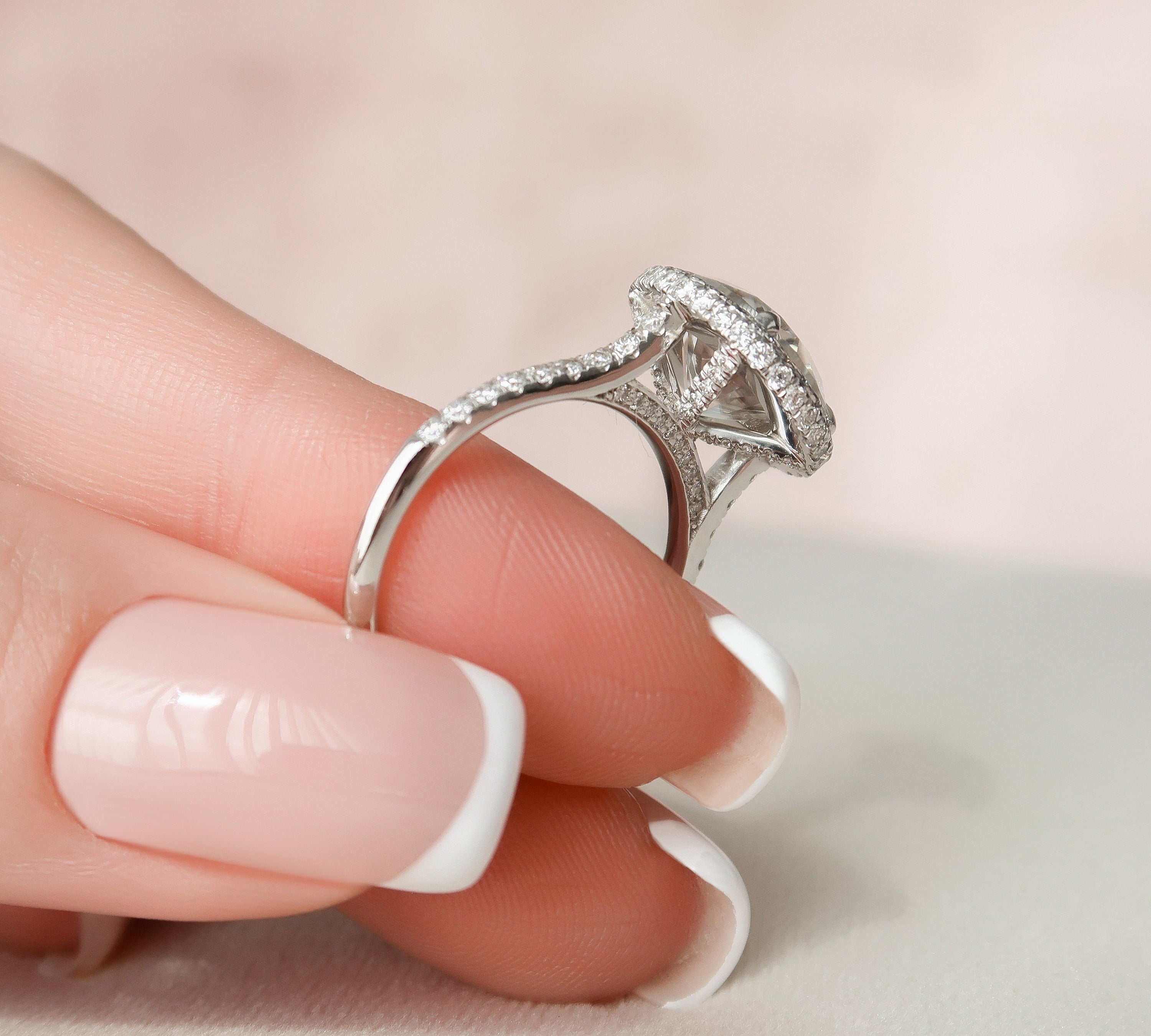 3.5 CT Round Halo Style Moissanite Engagement Ring 3