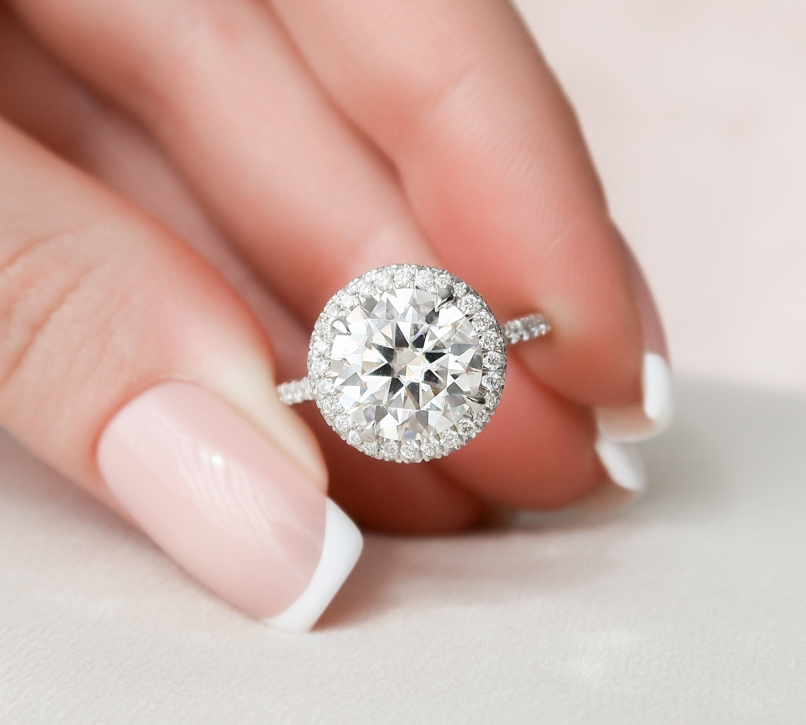 3.5 CT Round Halo Style Moissanite Engagement Ring 1