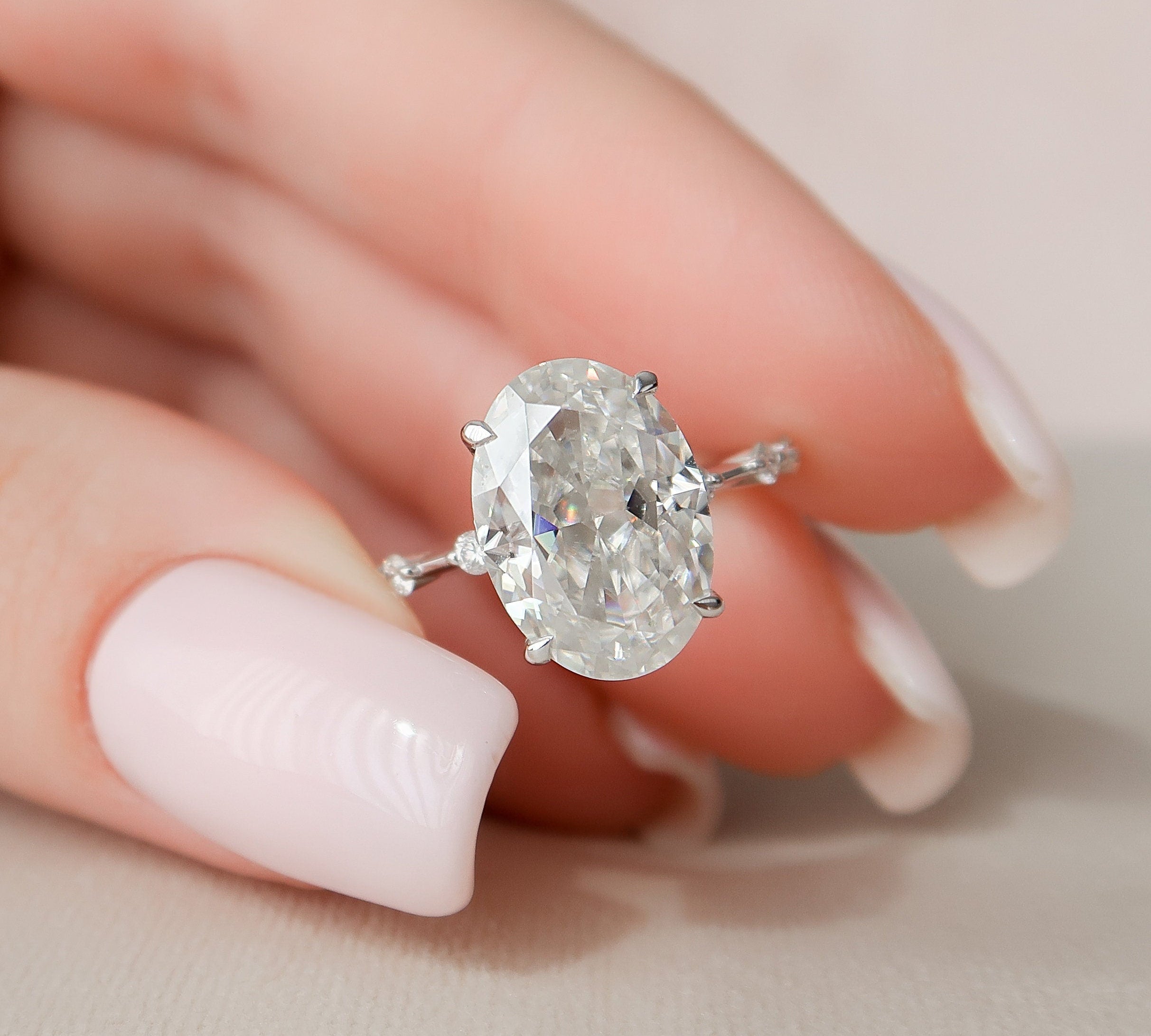 4.5 CT Oval Dainty Pave Style Moissanite Engagement Ring 2