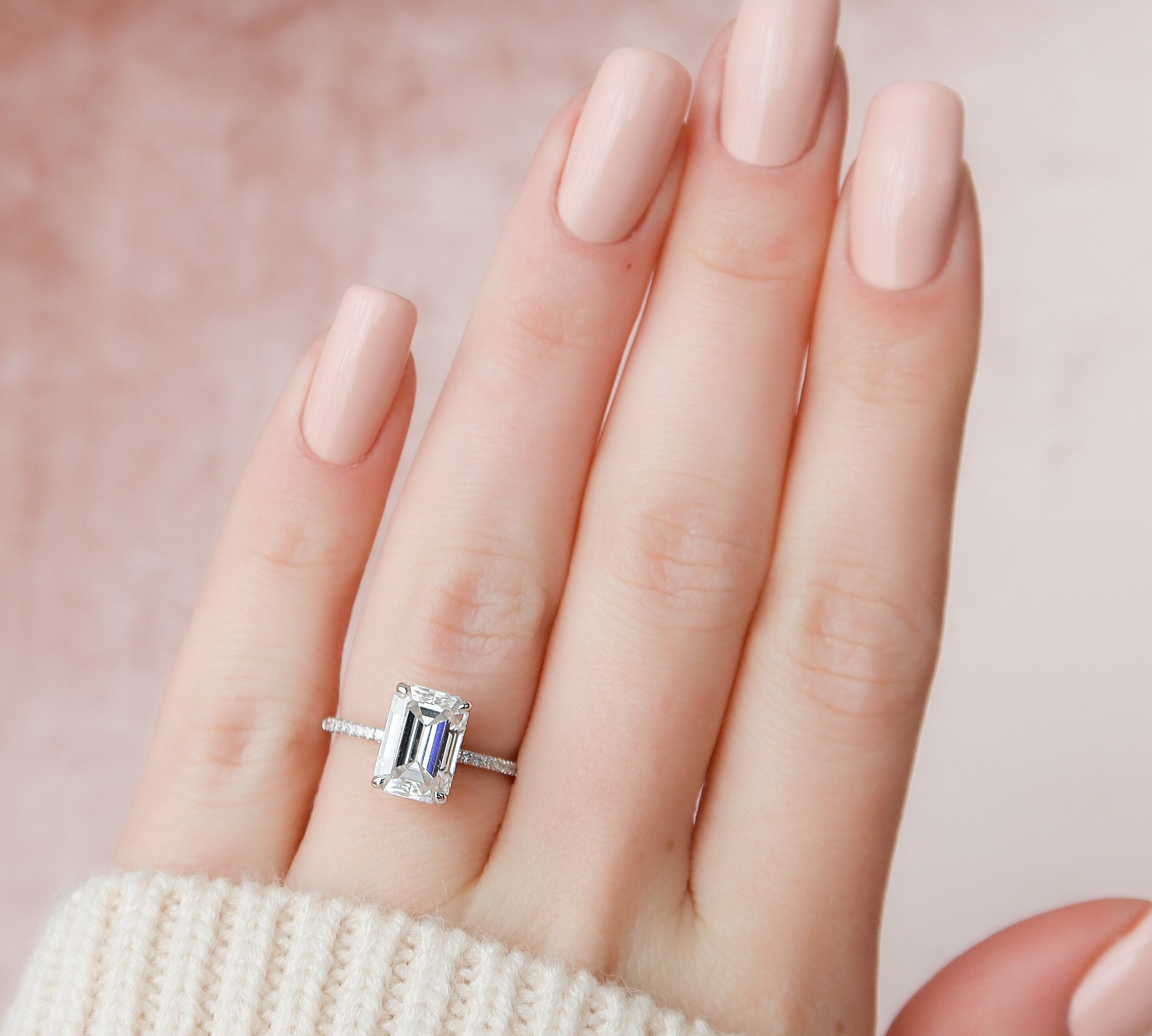 3.0 CT Oval Hidden Halo & Pave Moissanite Engagement Ring 3