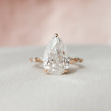 4.0 CT Pear Solitaire Dainty Pave Style Moissanite Engagement Ring 3